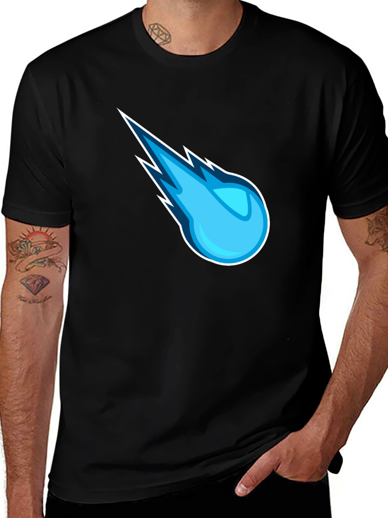 Variant 16 of Blue Comet Graphic Black T-Shirt