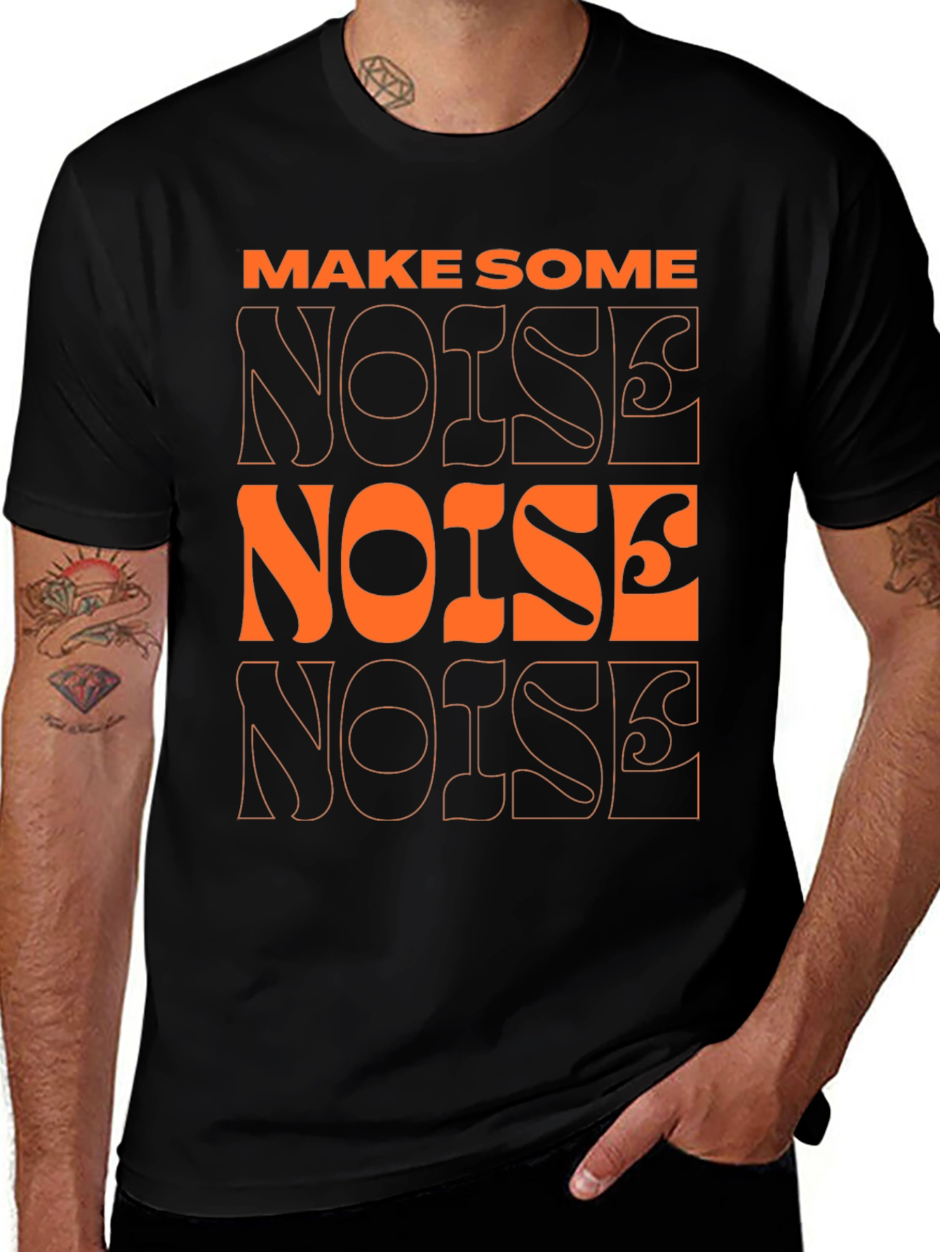 Variant 20 of Make Some Noise Graphic Tee - Modern Black T-Shirt