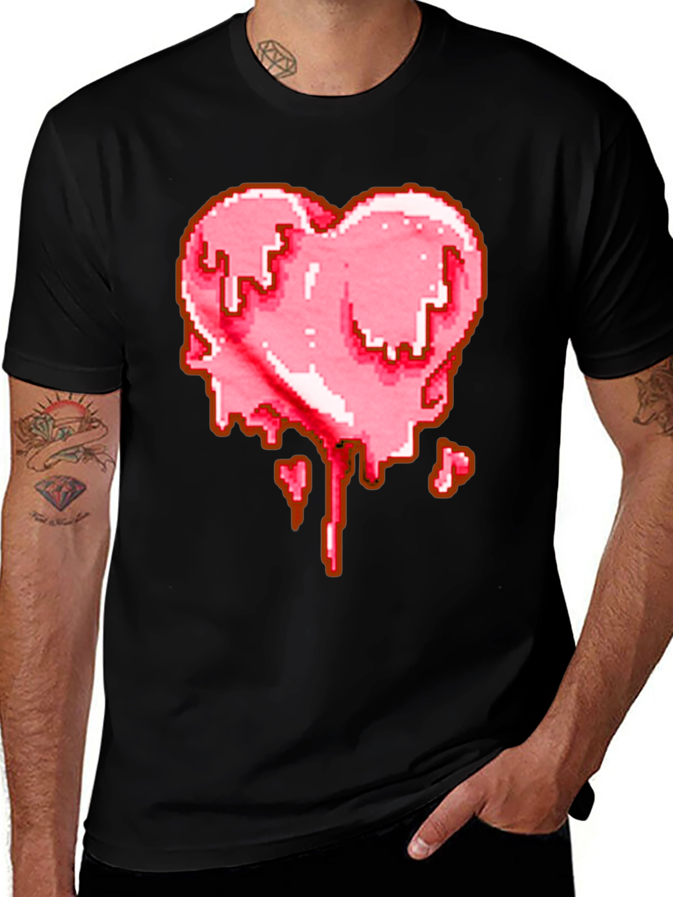 Variant 18 of Pixelated Melting Heart Graphic T-Shirt