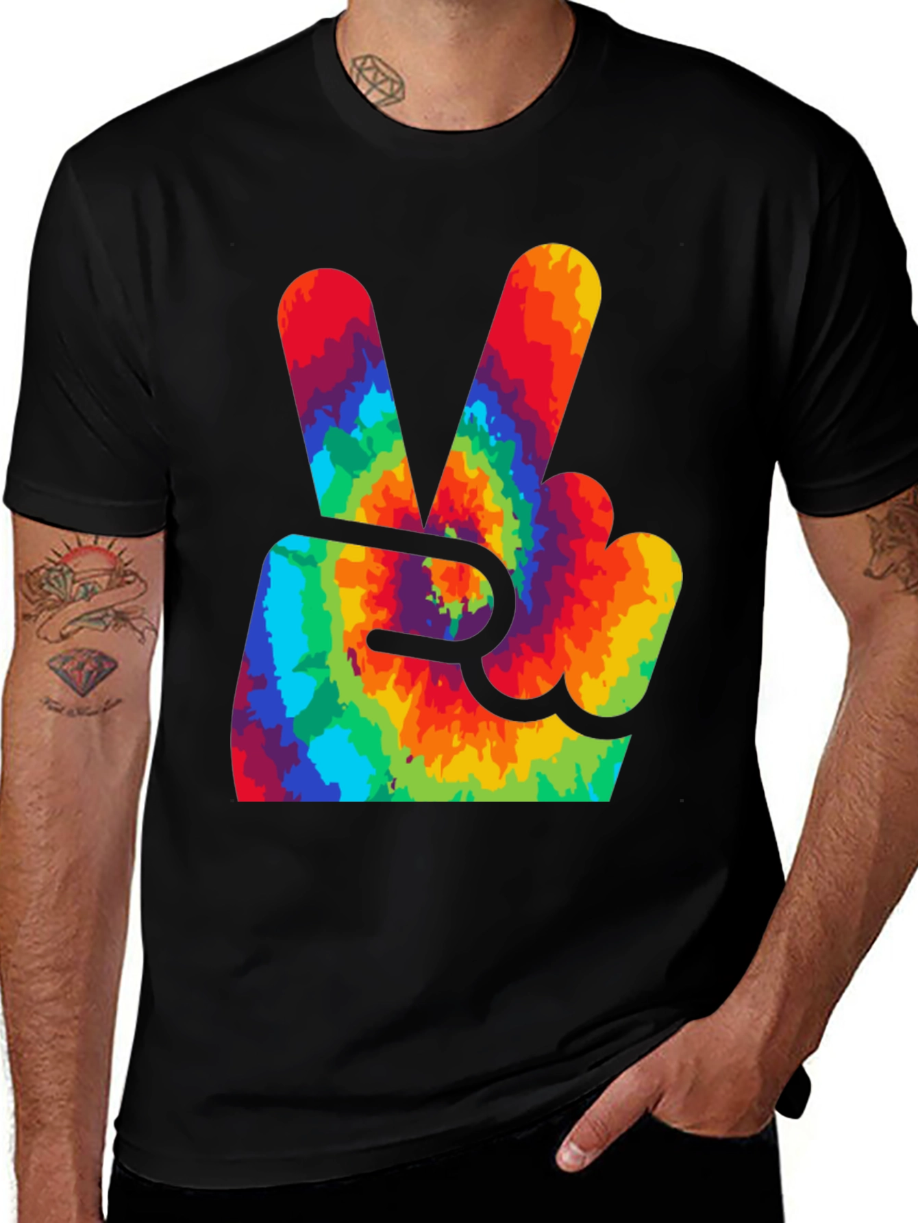 Variant 9 of Peace Sign Tie-Dye Graphic Tee