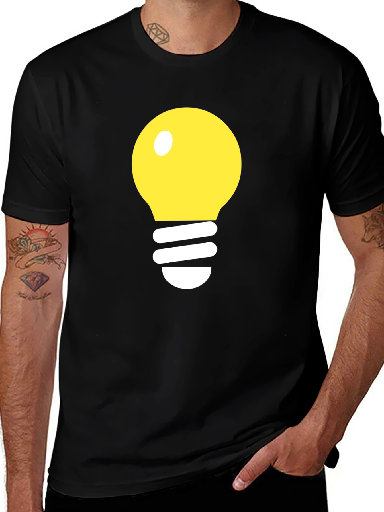 Variant 9 of Black T-Shirt with Light Bulb Graphic