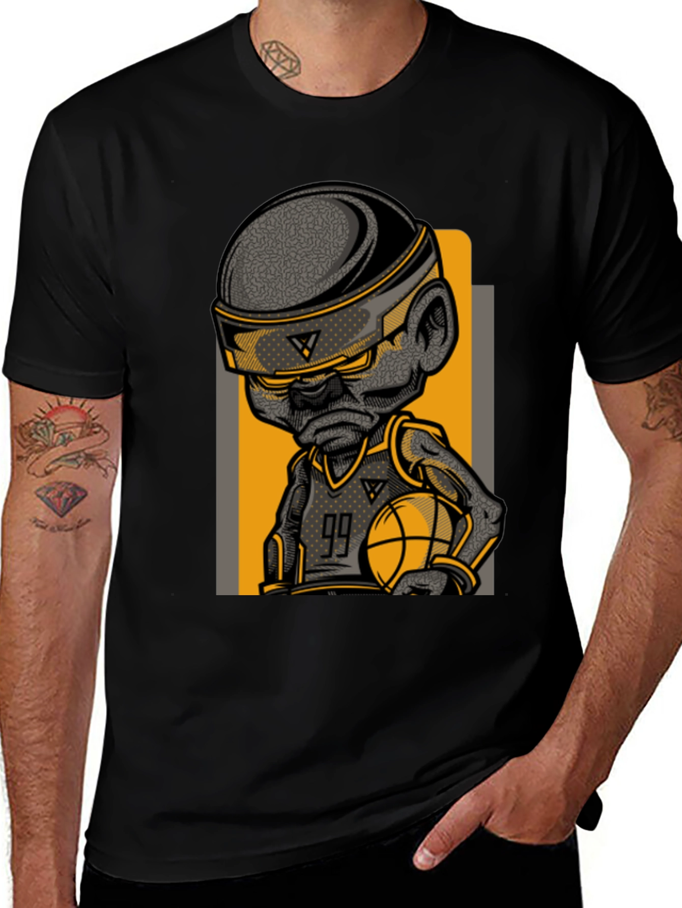 Variant 20 of Basketball Player Graphic Tee - Black T-Shirt