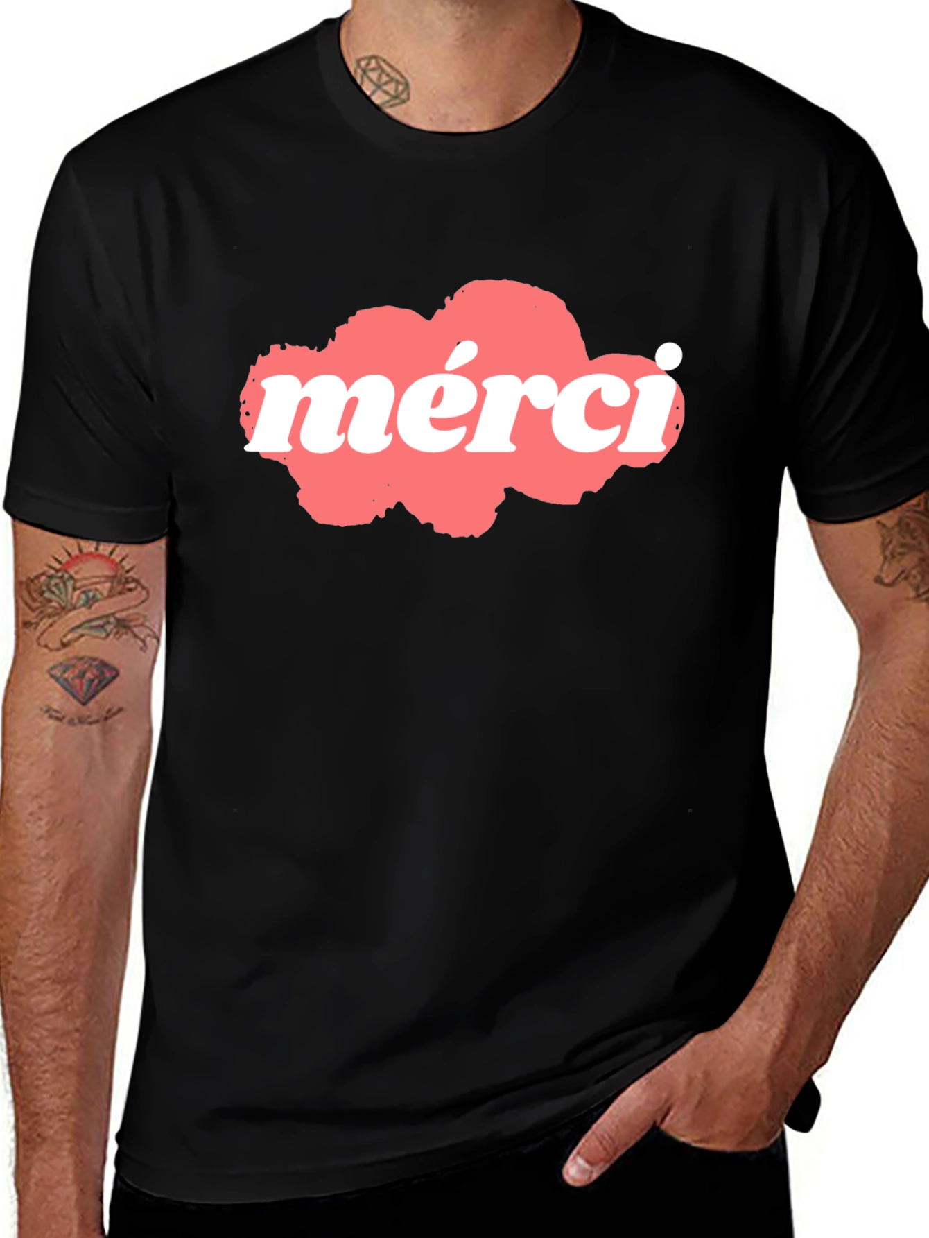 Black Merci Graphic T-Shirt - Black Cotton Blend main image