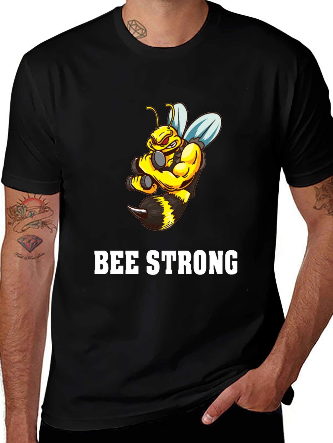Variant 19 of Bee Strong Graphic T-Shirt - Black