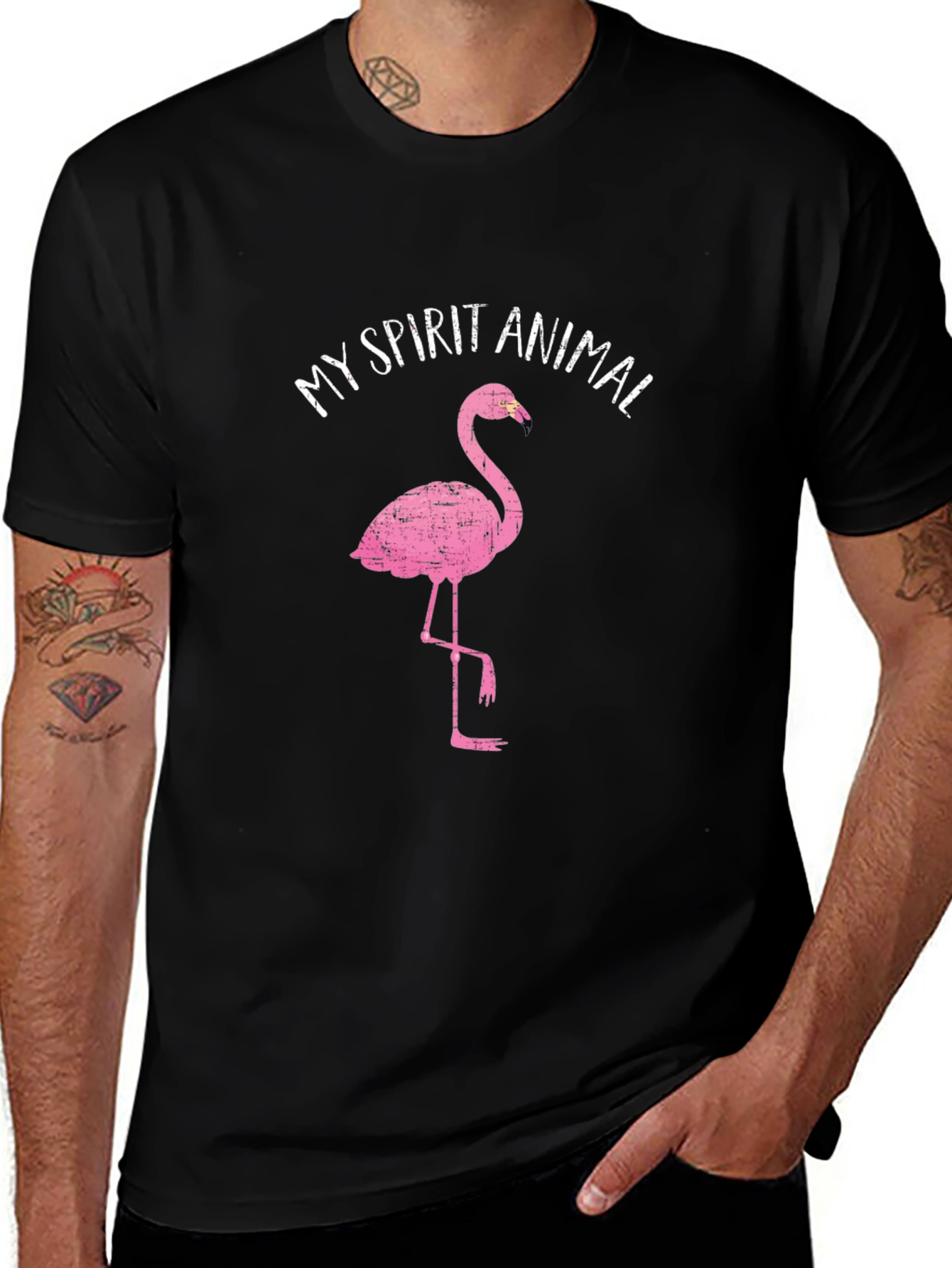 Variant 7 of Flamingo Spirit Animal Graphic Tee - Black