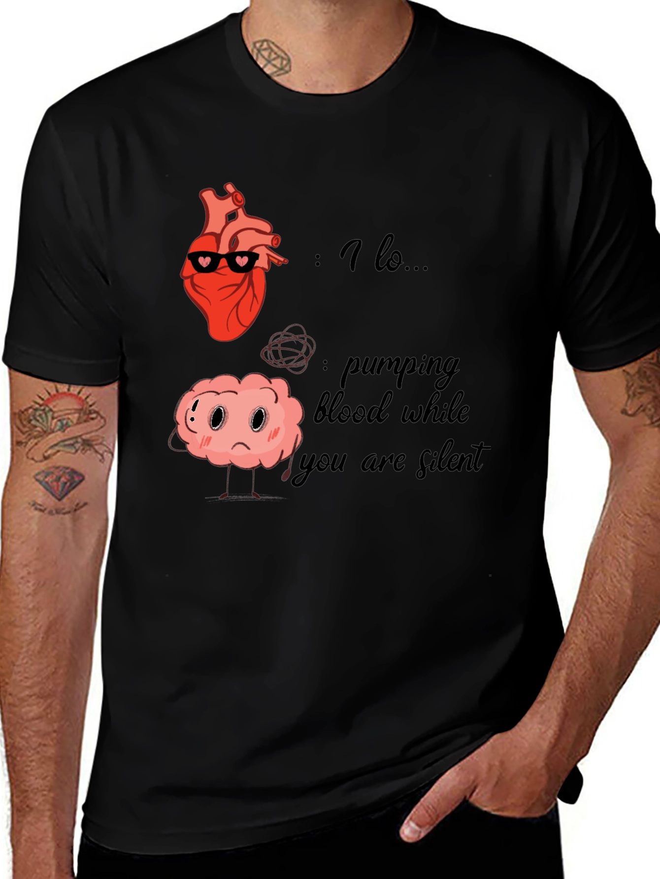 Variant 15 of Heart and Brain T-Shirt - Funny Anatomy Graphic Tee