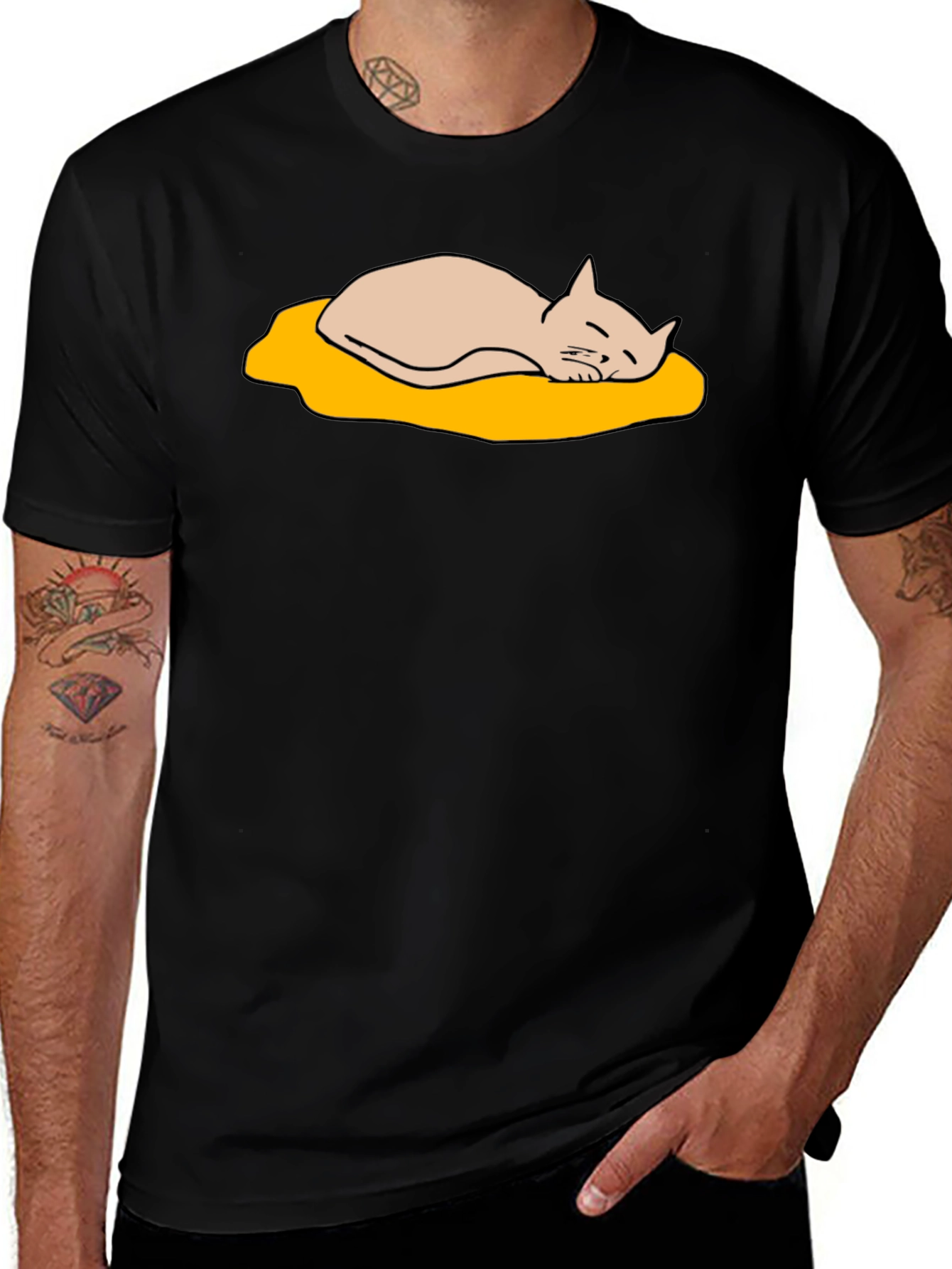 Variant 10 of Lazy Cat Nap T-Shirt - Cute Cartoon Design