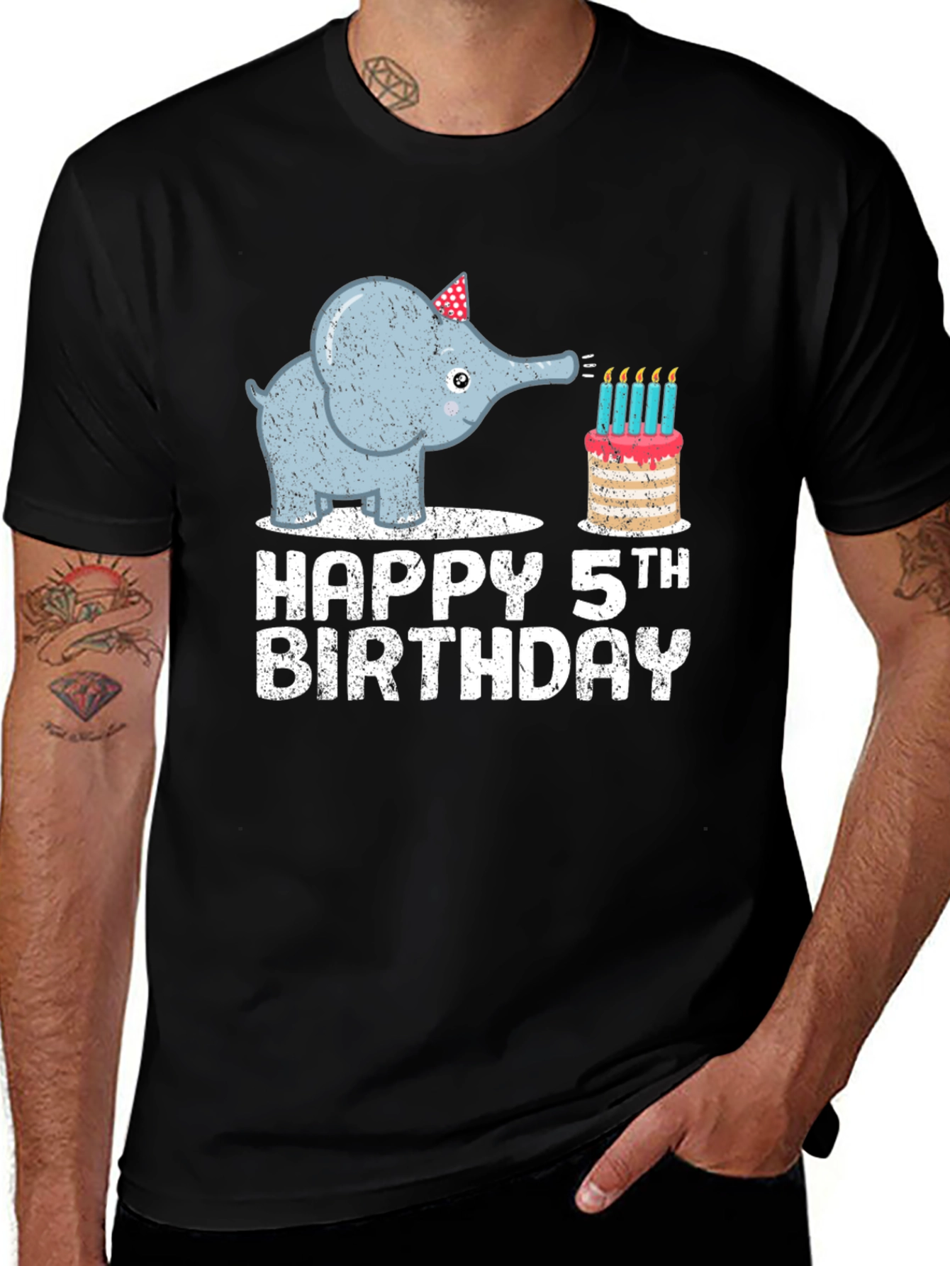 Variant 19 of Happy 5th Birthday Elephant T-Shirt