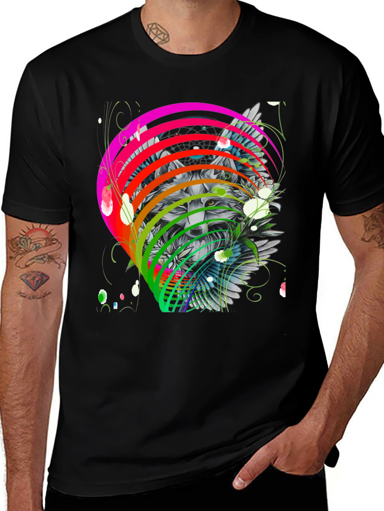 Variant 17 of Wolf Rainbow T-Shirt - Men's Graphic Tee