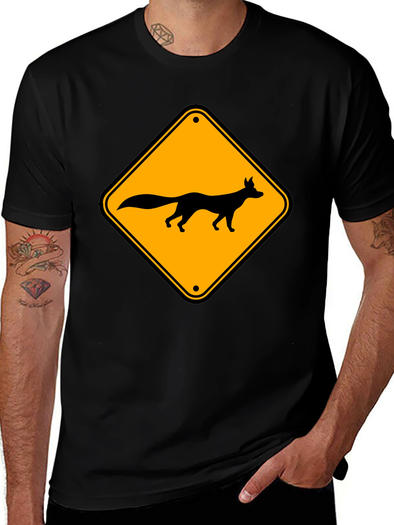 Variant 18 of Fox Crossing Graphic T-Shirt - Black Tee