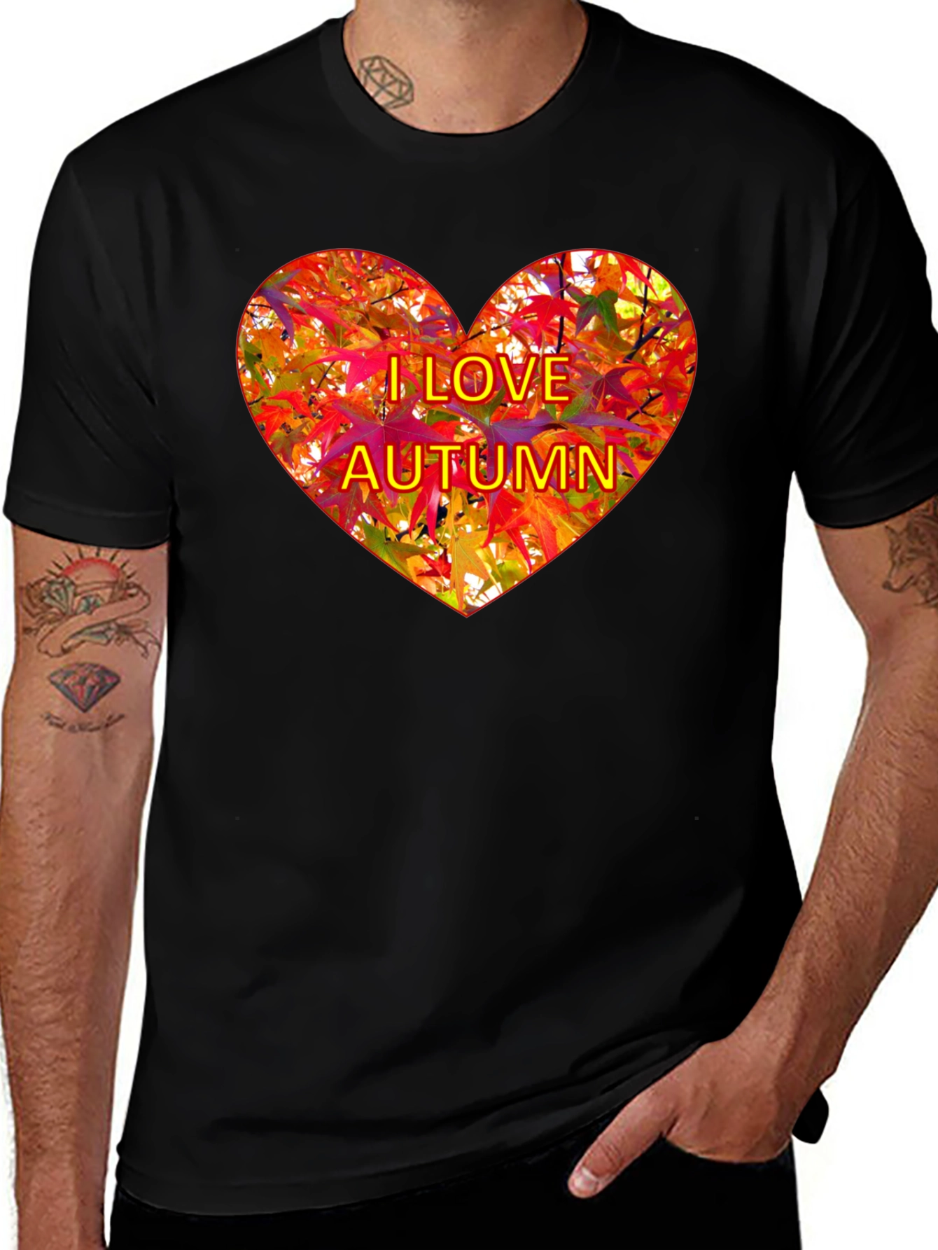 Variant 12 of I Love Autumn Heart Graphic Tee - Fall Season T-Shirt