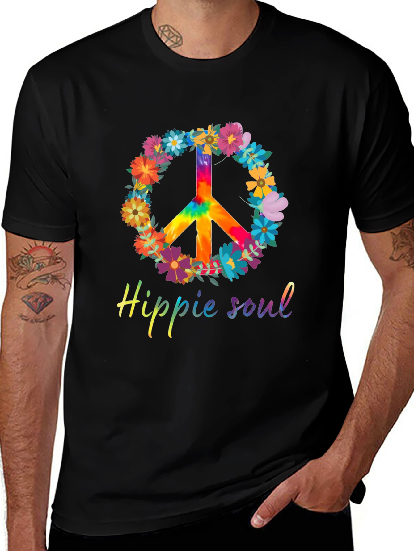 Variant 21 of Hippie Soul Peace Sign Floral T-Shirt