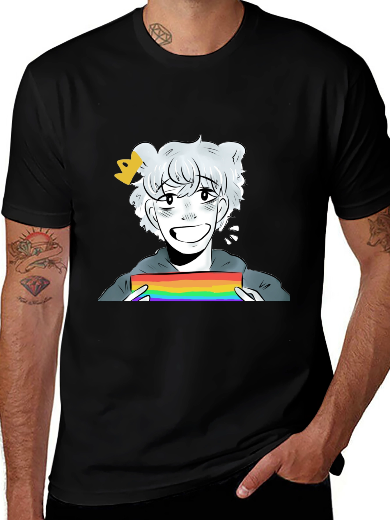 Variant 9 of Cartoon Pride T-Shirt - Black Cotton Blend