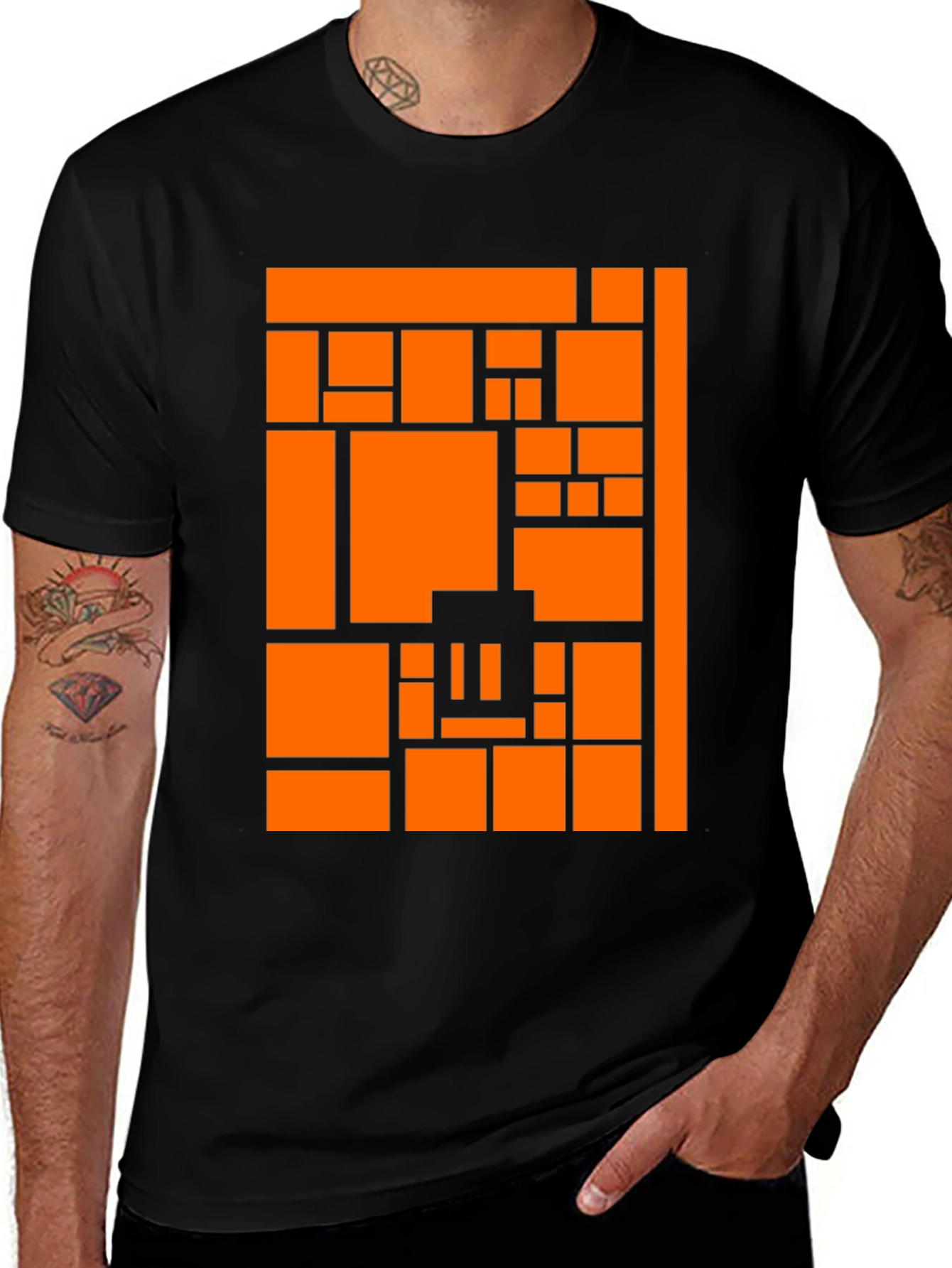 Variant 17 of Abstract Graphic Tee - Modern Block Pattern