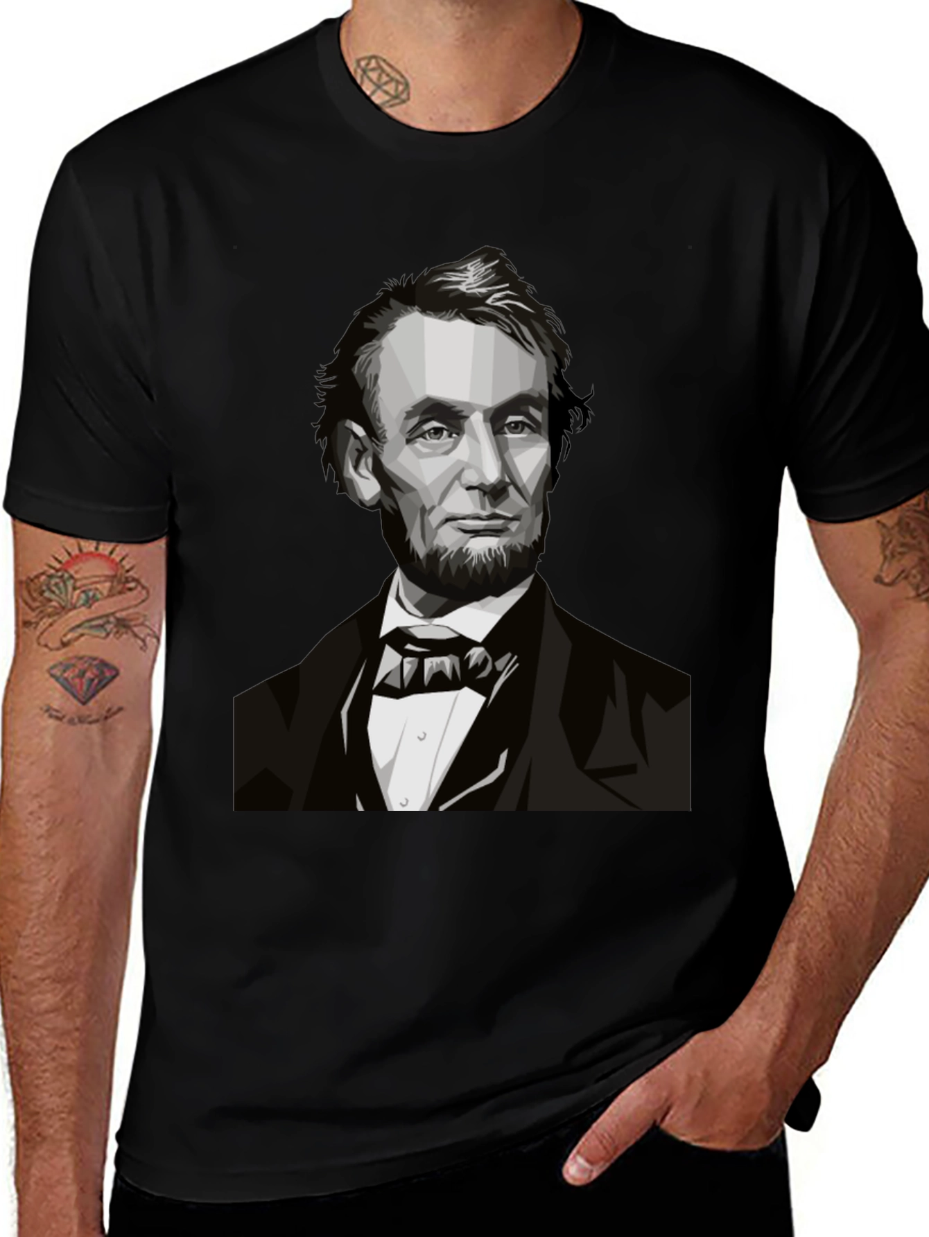 Variant 20 of Abraham Lincoln Portrait Black T-Shirt
