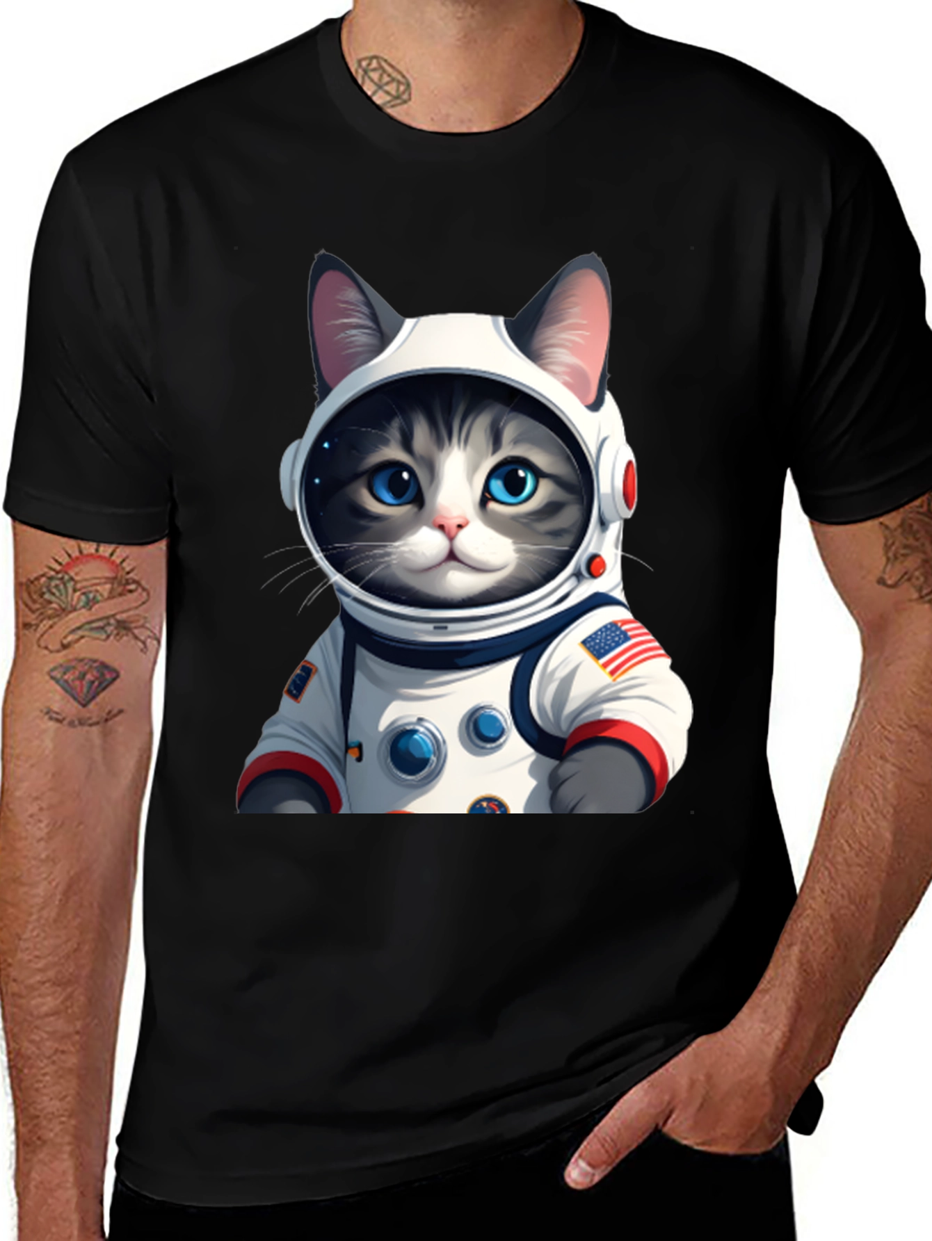 Variant 6 of Cosmic Cat T-Shirt - Astronaut Kitten in Space
