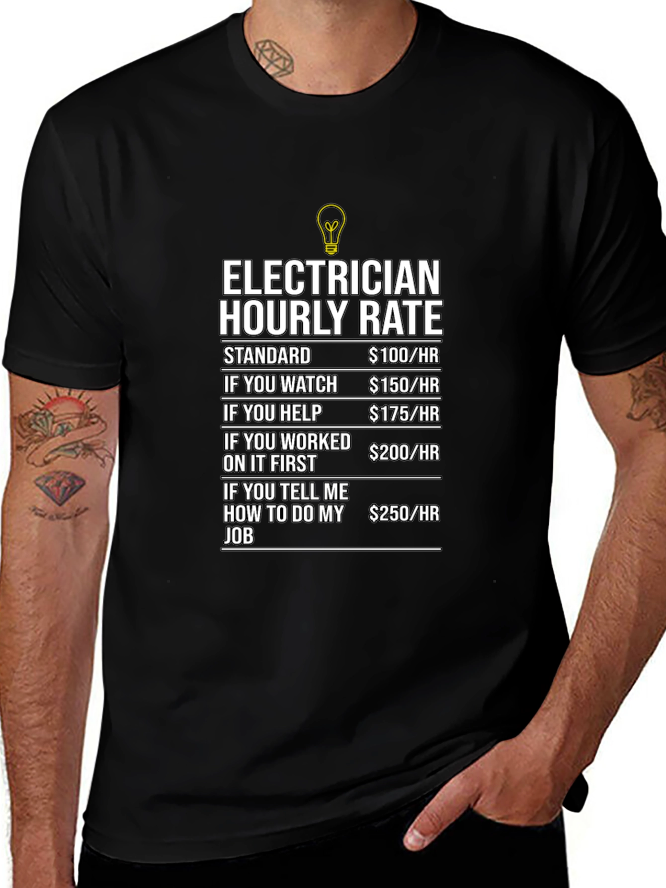 Electrician Hourly Rate Humor Graphic T-Shirt