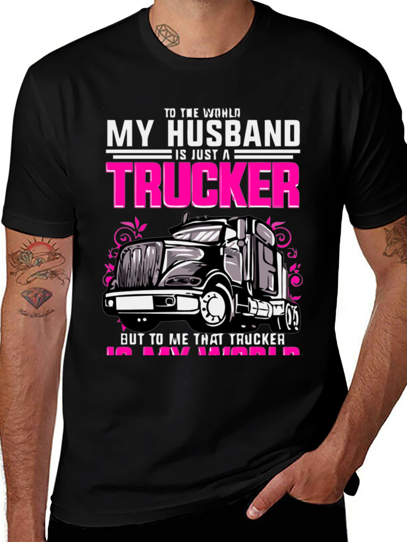 Variant 24 of Husband Trucker Graphic Tee - Gift for Trucker Wife