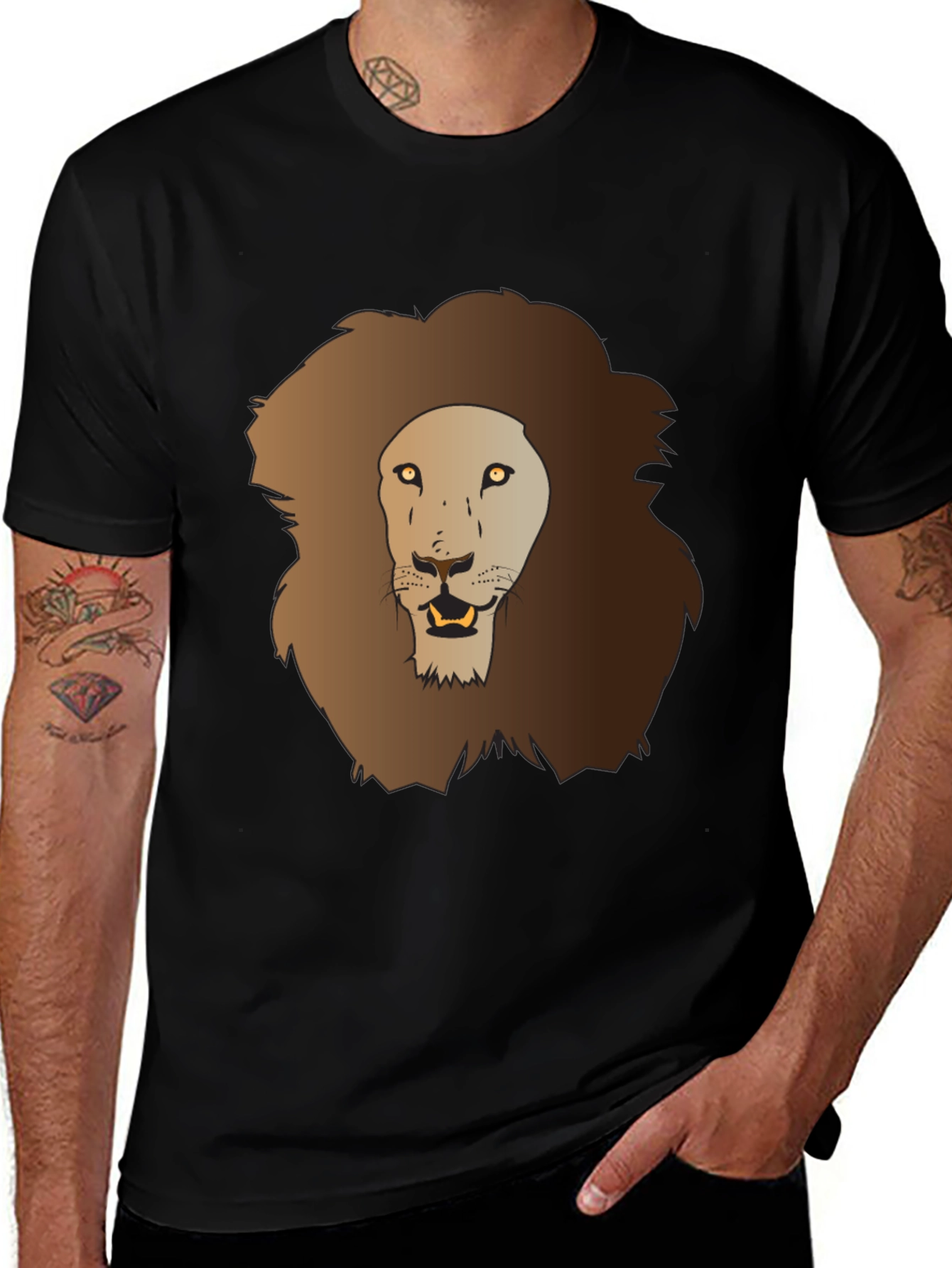 Variant 8 of Lion Graphic Tee - Men's Black T-Shirt