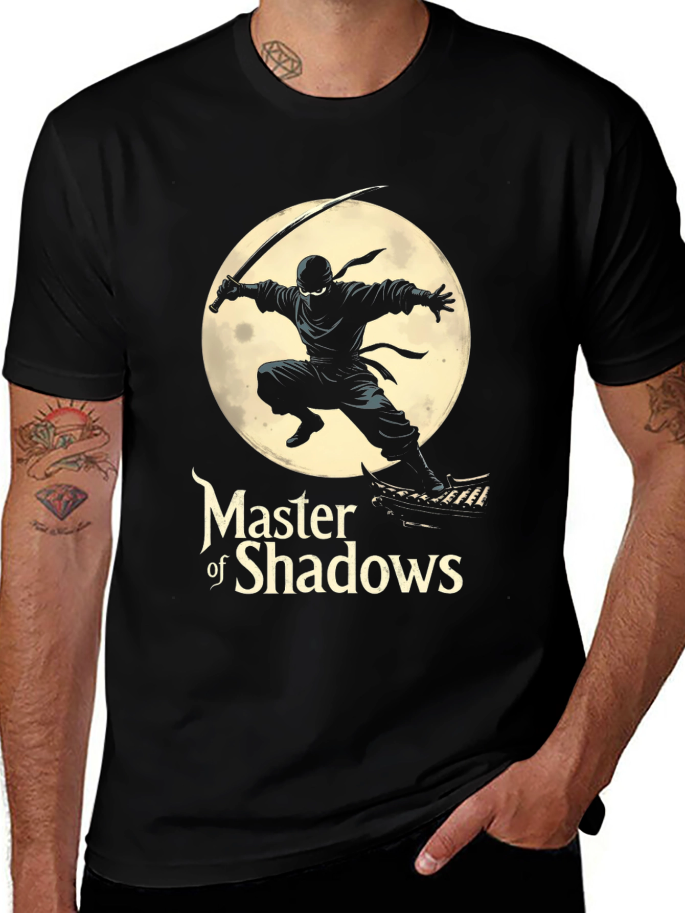 Variant 9 of Ninja Master of Shadows Black T-Shirt