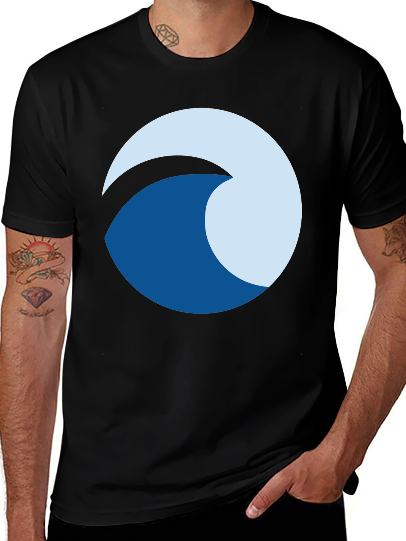 Wave Logo Black T-Shirt - Unique Graphic Tee