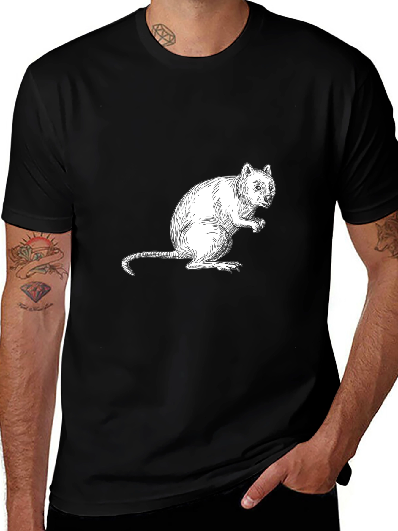 Variant 14 of Quokka Graphic Black T-Shirt - Unique Animal Tee