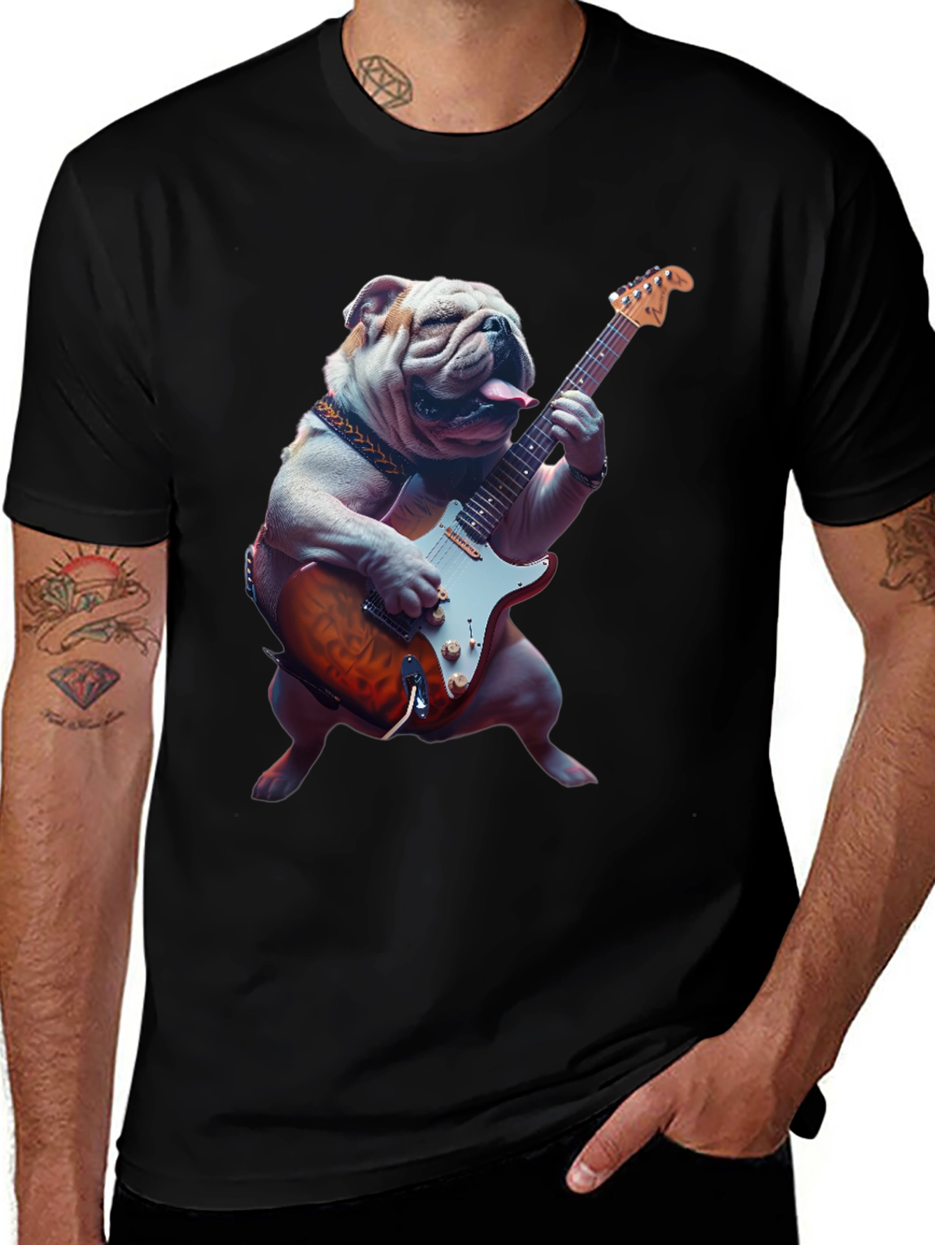 Variant 23 of Bulldog Guitarist T-Shirt
