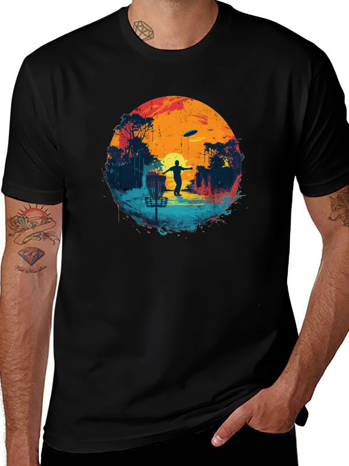 Variant 9 of Disc Golf Sunset Black Tee