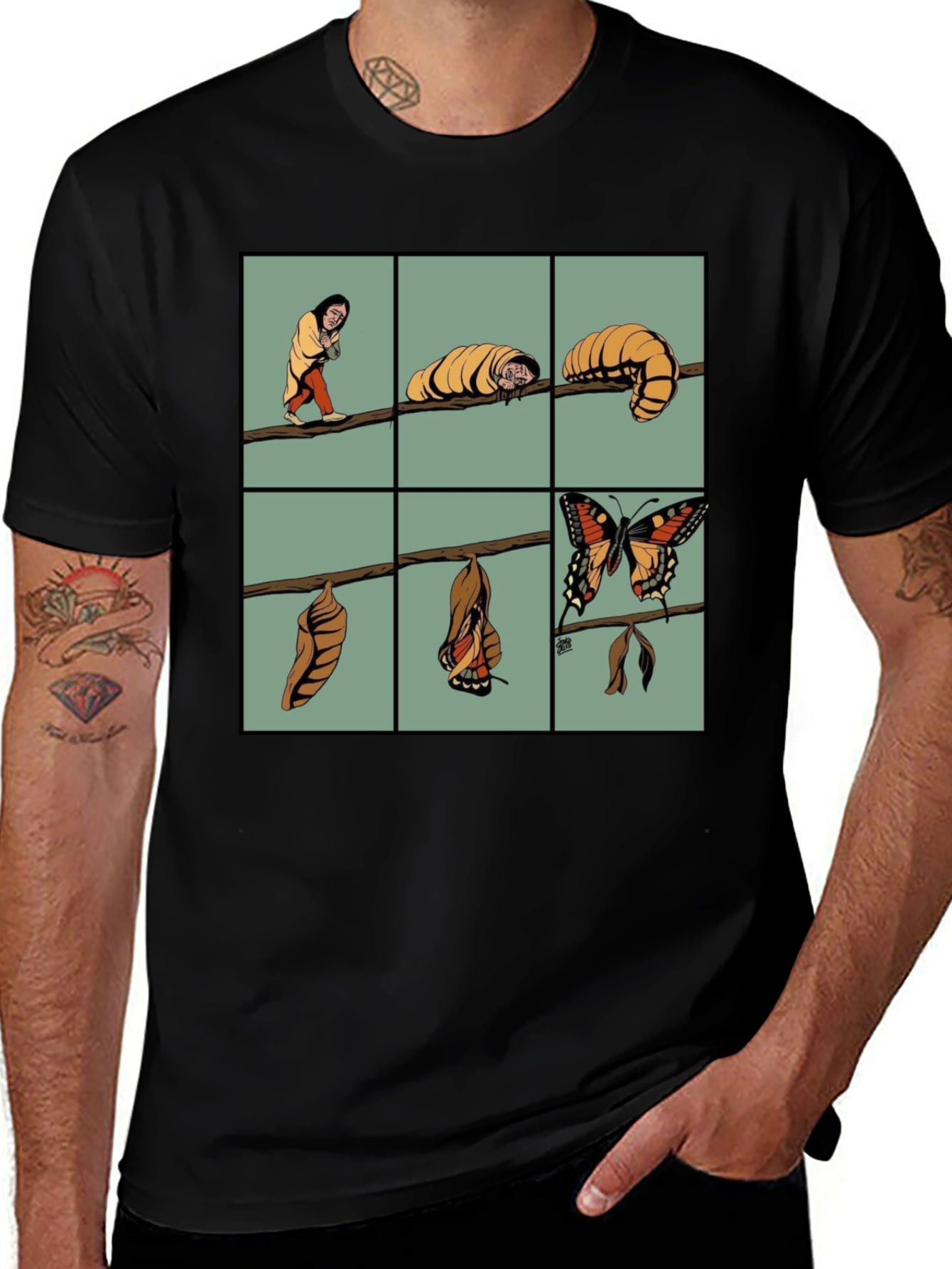 Variant 14 of Metamorphosis T-Shirt: Man to Butterfly Evolution Tee