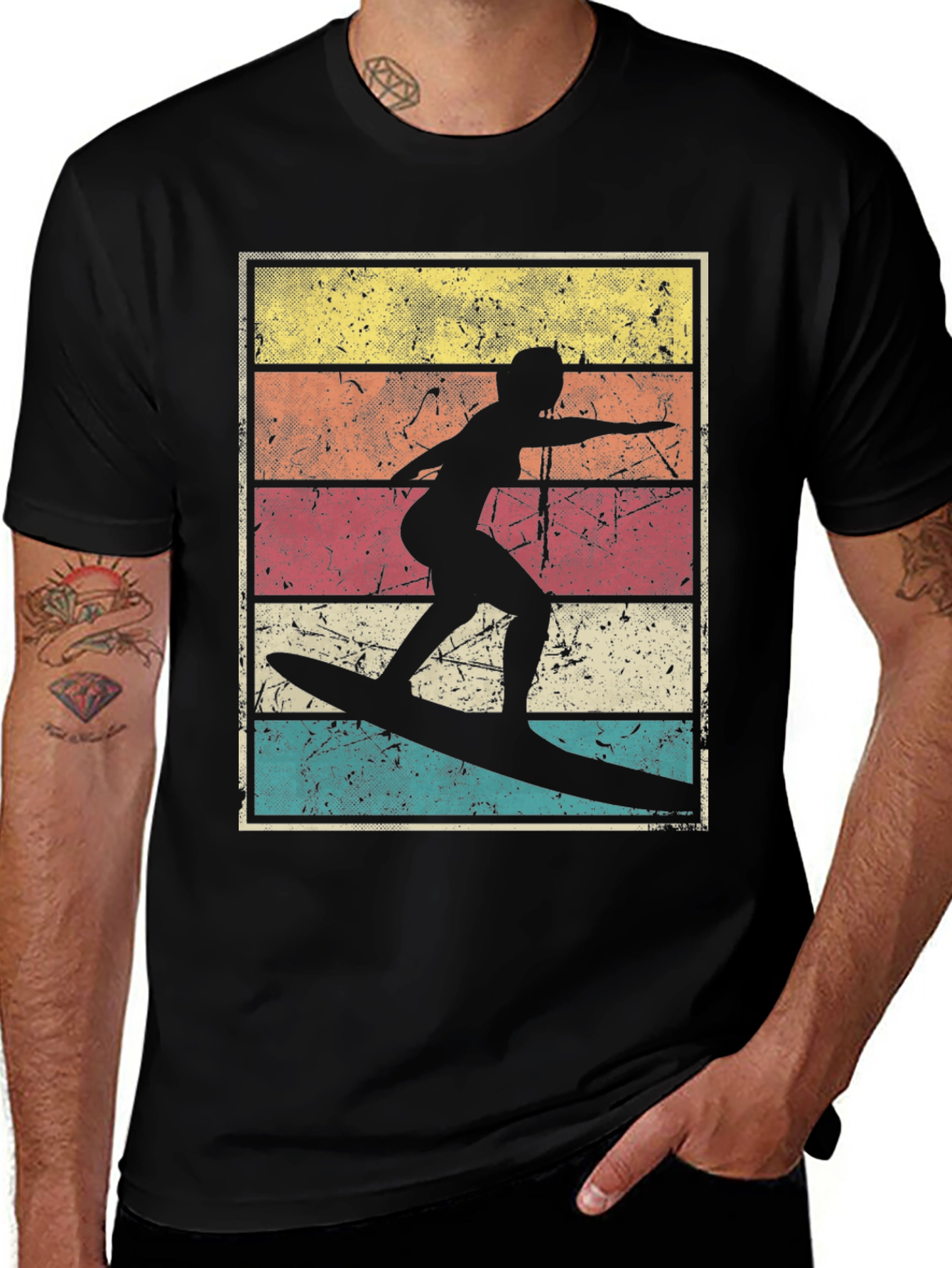 Variant 16 of Retro Surfer Silhouette Graphic Tee