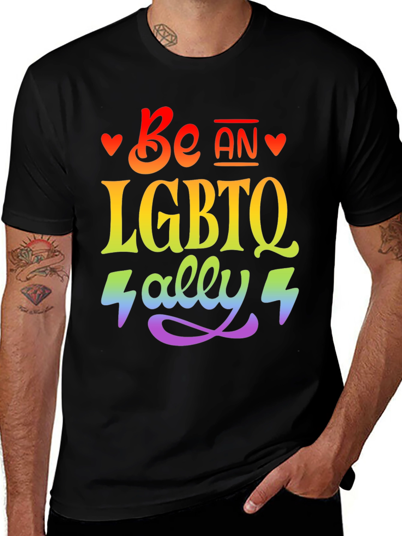 LGBTQ Ally Pride T-Shirt Rainbow Graphic Tee