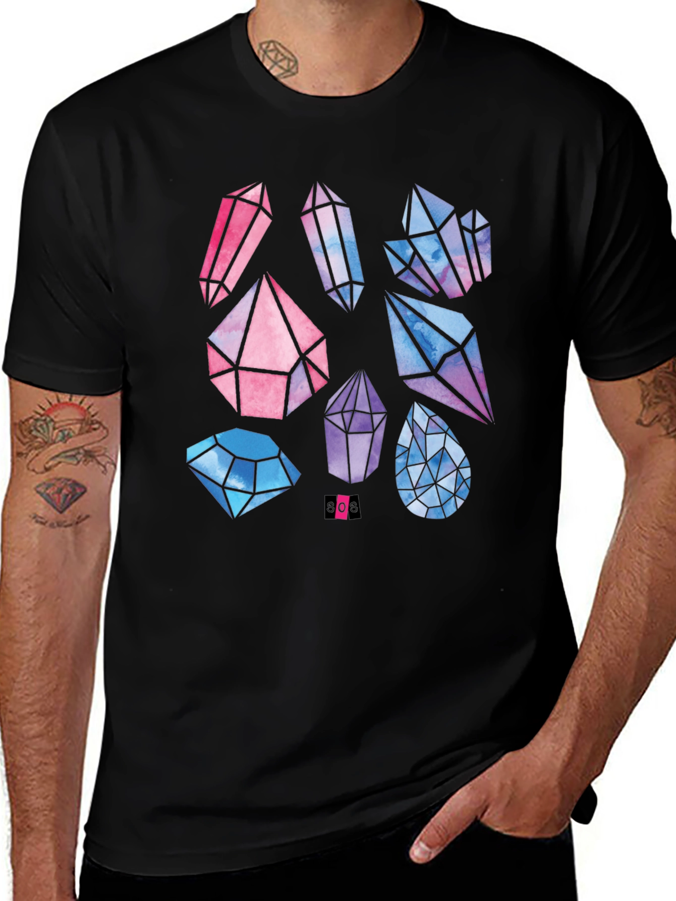 Variant 5 of Geometric Crystal Print T-Shirt