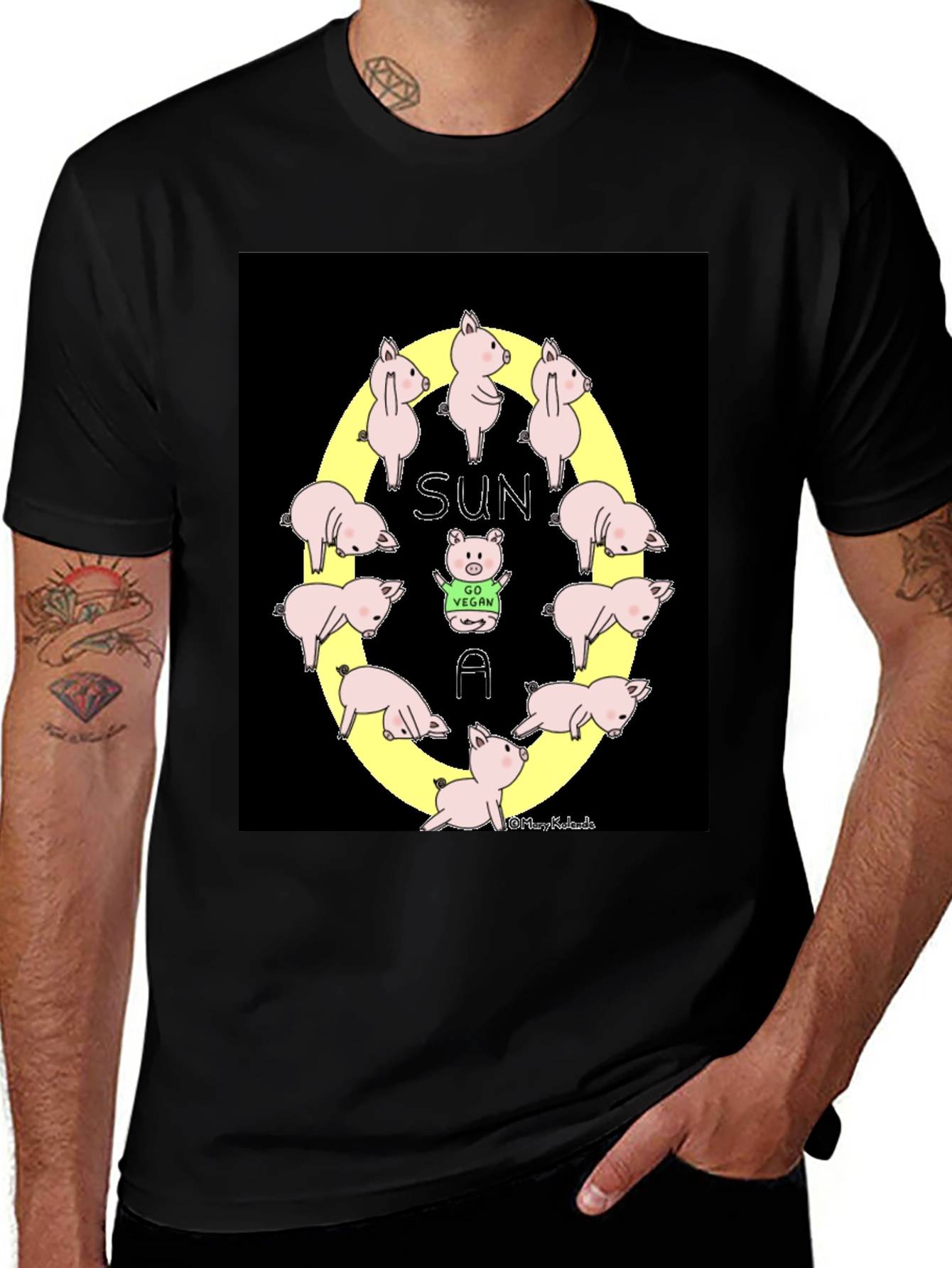 Variant 23 of Sun A Vegan Pigs Black T-Shirt