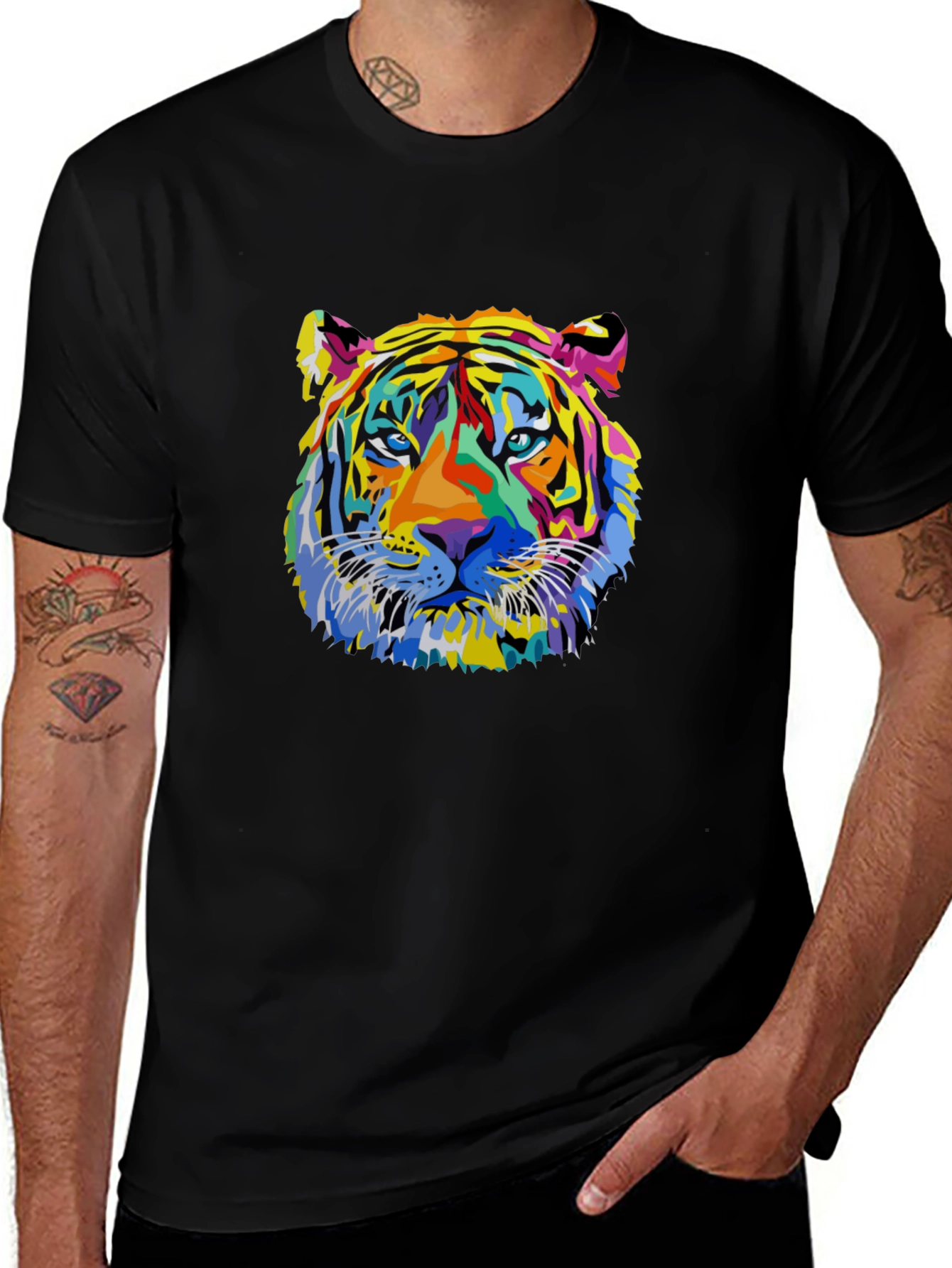 Variant 23 of Vibrant Tiger Graphic Black T-Shirt