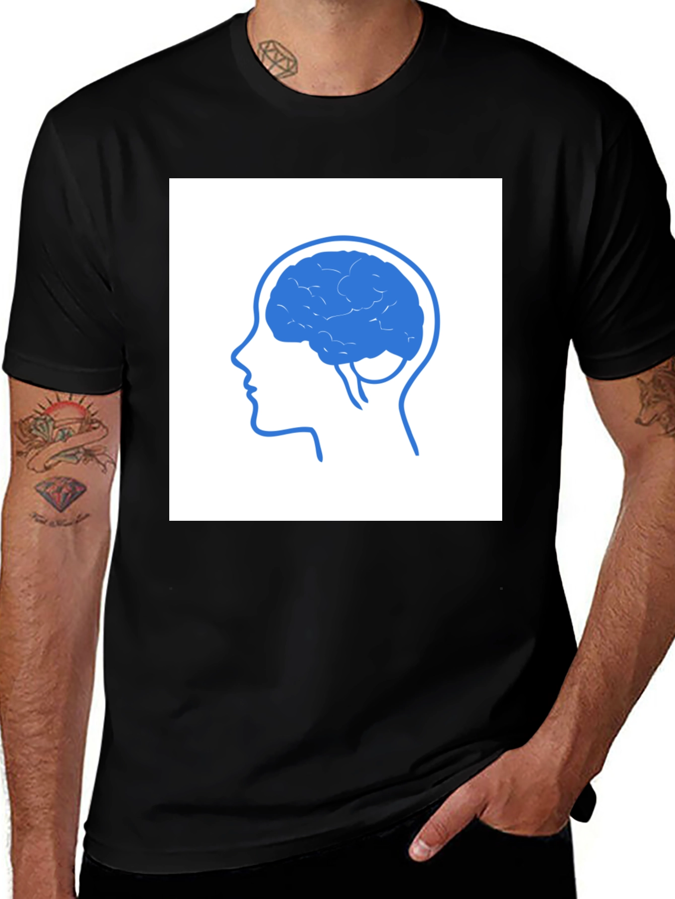 Variant 28 of Brain Power Tee - Black Graphic T-Shirt