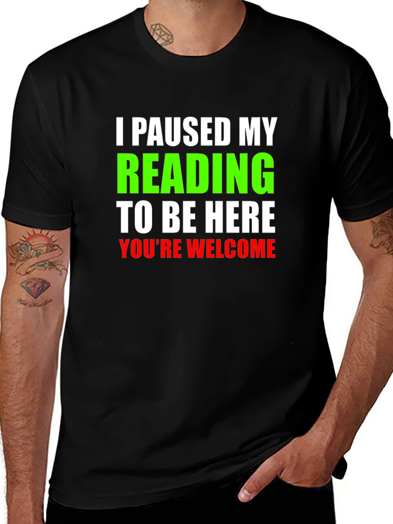 Variant 30 of Humorous Reading T-Shirt - I Paused My Reading To Be Here