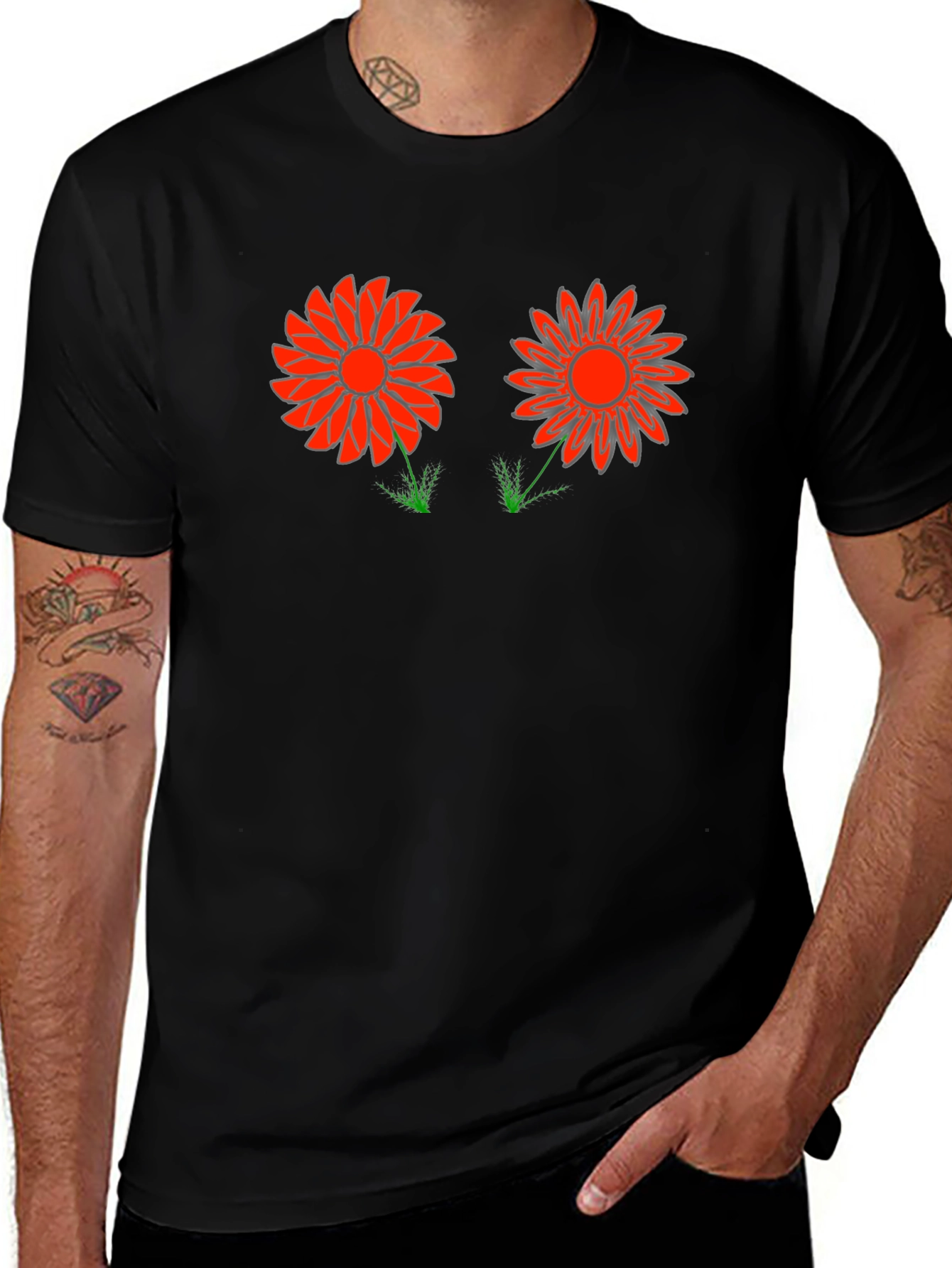 Variant 19 of Funky Flower Graphic Tee - Black