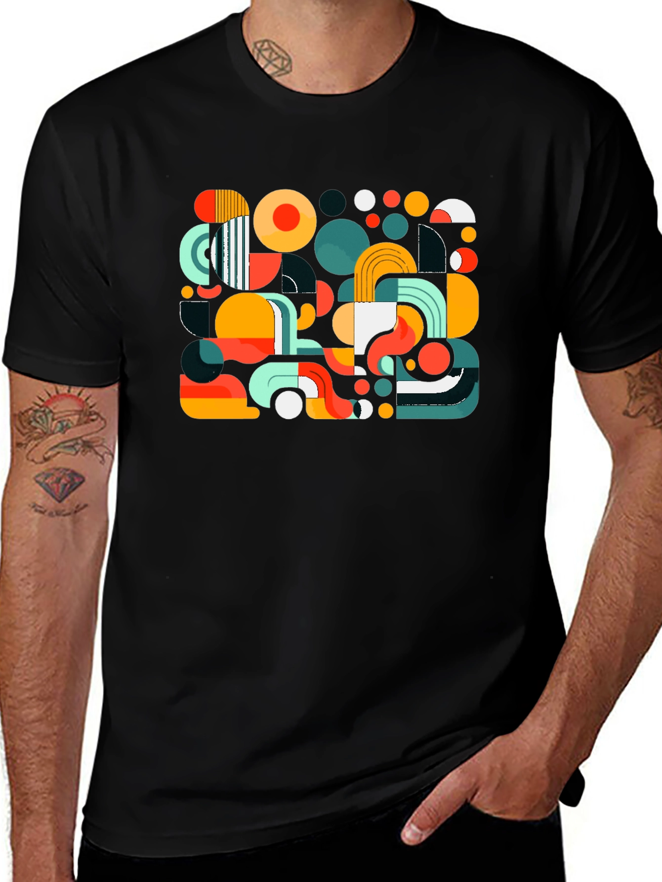 Variant 20 of Abstract Geometric Pattern Black T-Shirt