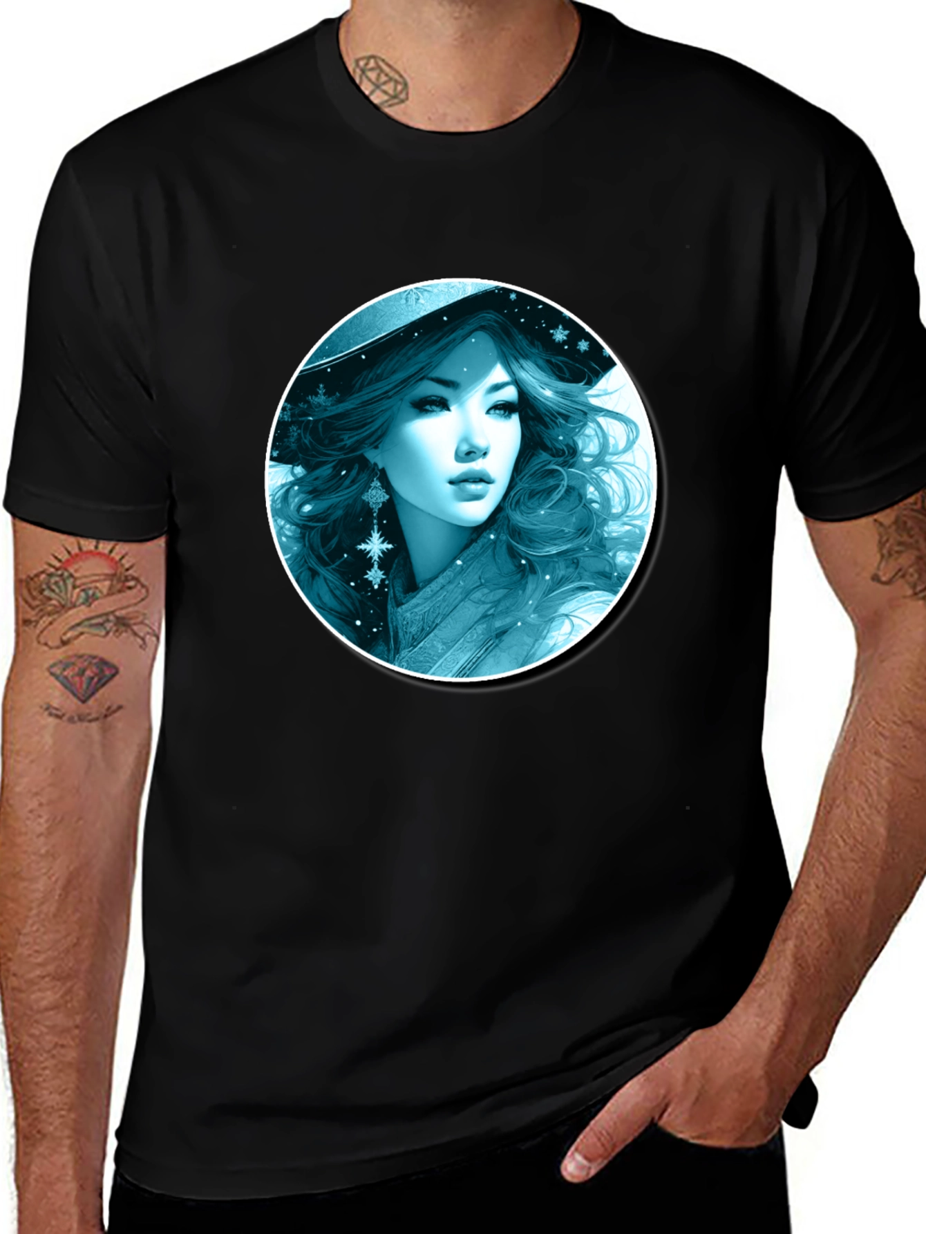 Variant 18 of Winter Witch T-Shirt: Black Graphic Tee
