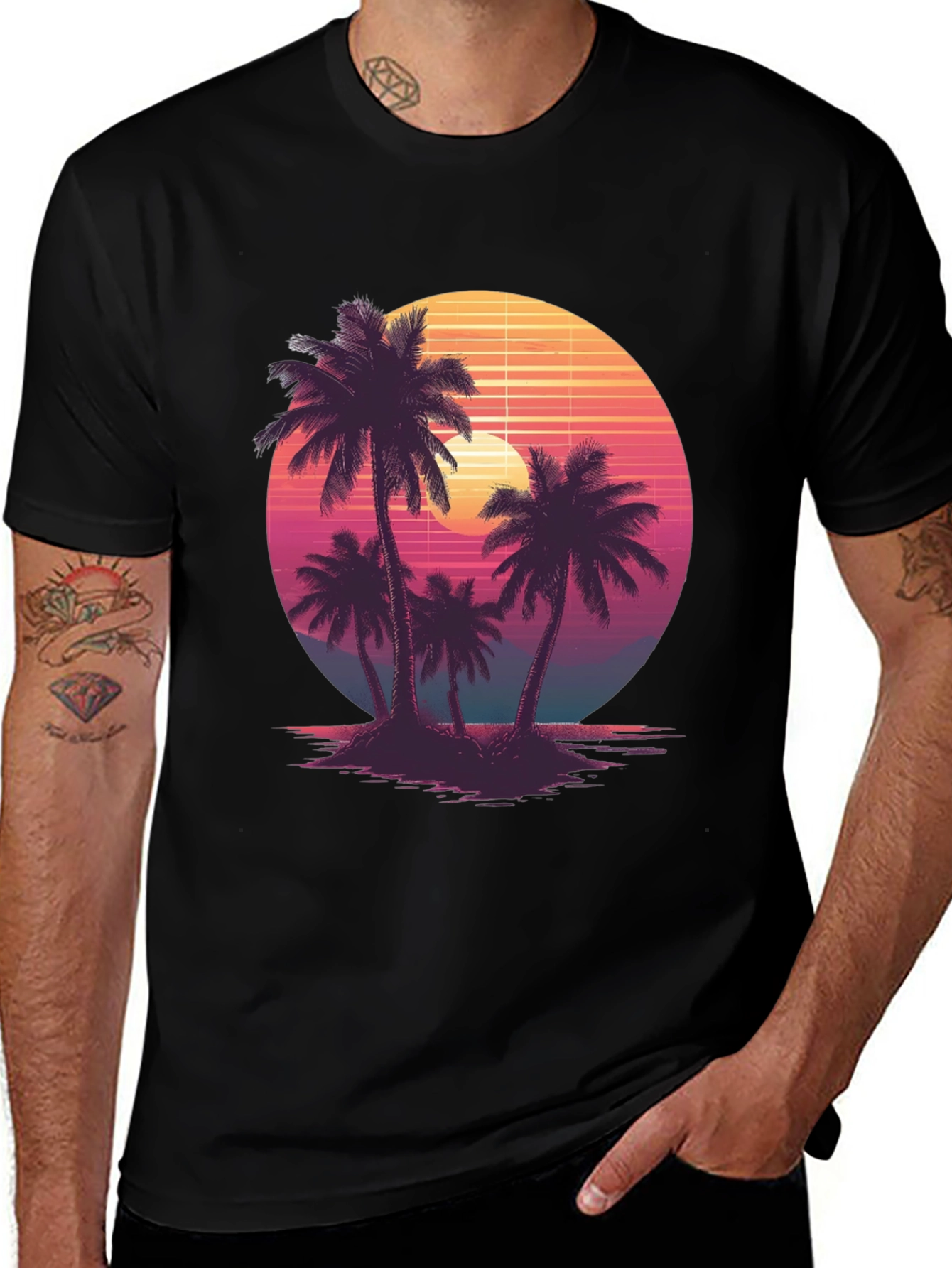 Variant 26 of Retro Sunset Palm Tree T-Shirt - Vintage Style