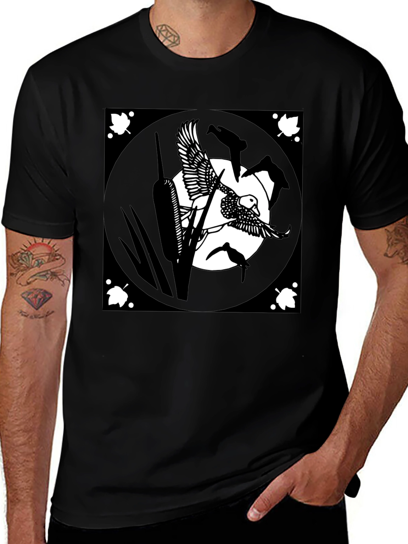 Variant 12 of Black T-Shirt with Duck Art Design
