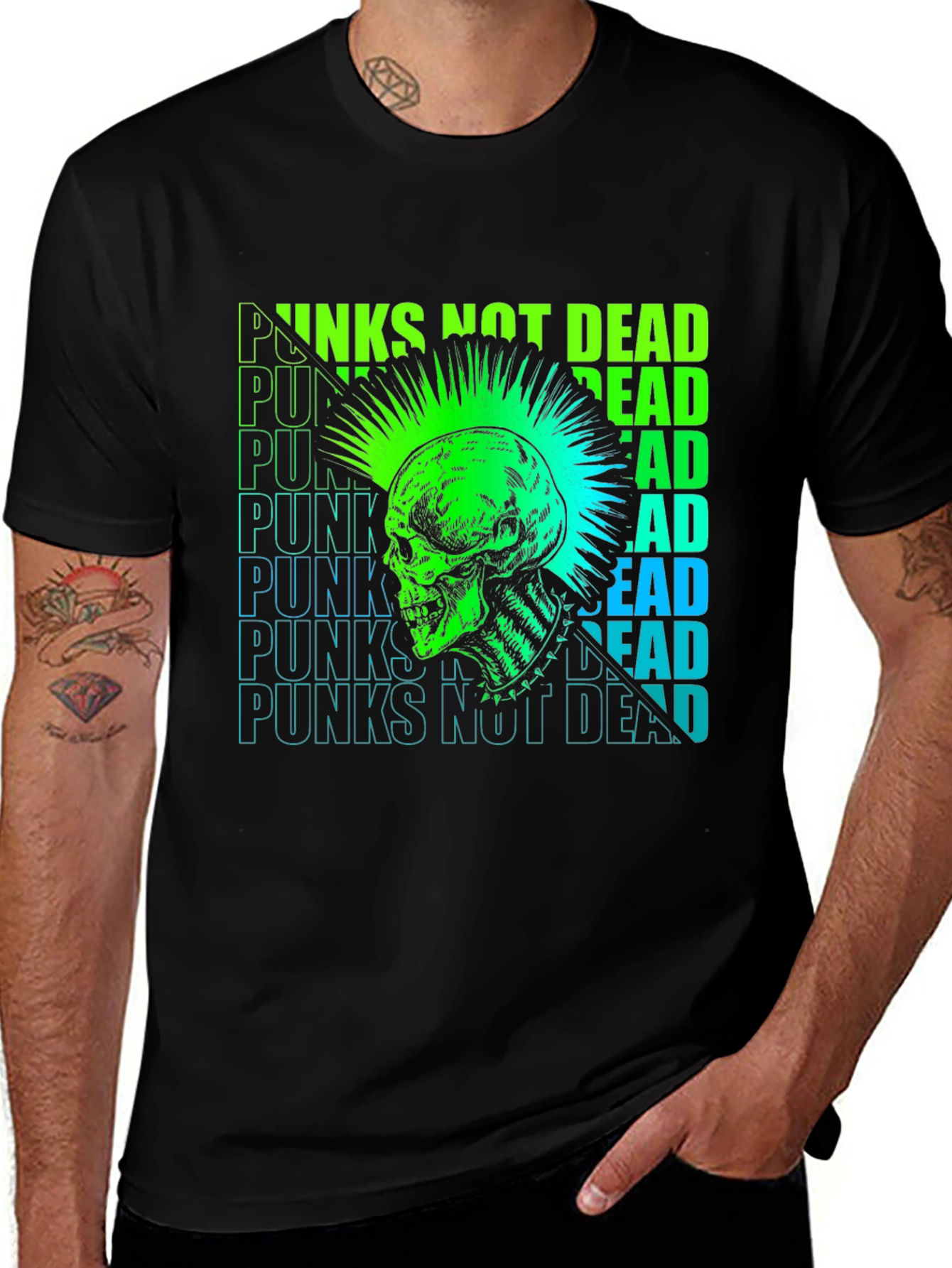 Variant 10 of Punk Skull Graphic Tee - Punx Not Dead T-Shirt