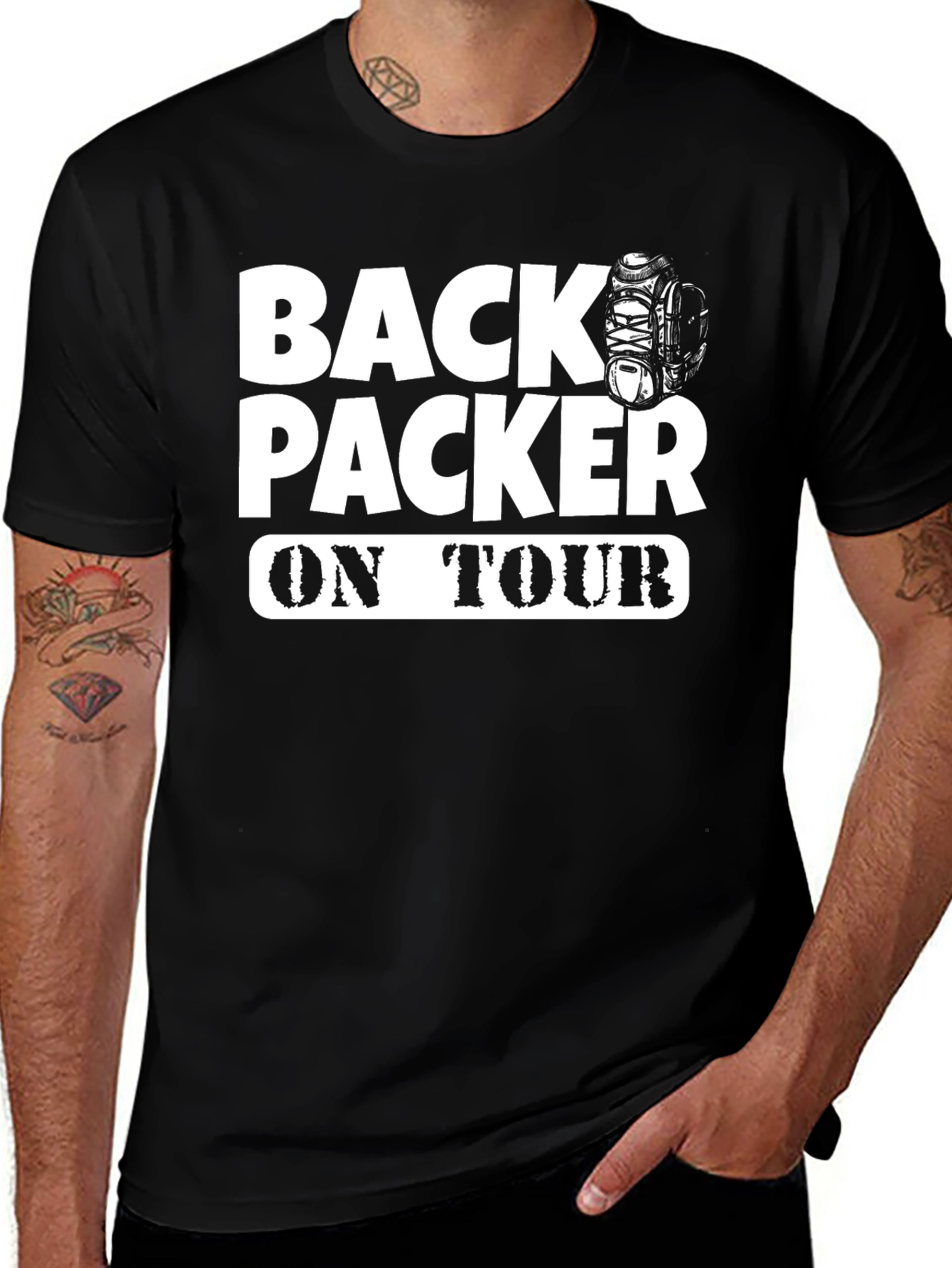 Variant 3 of Backpacker On Tour Graphic Tee - Travel Adventure Shirt