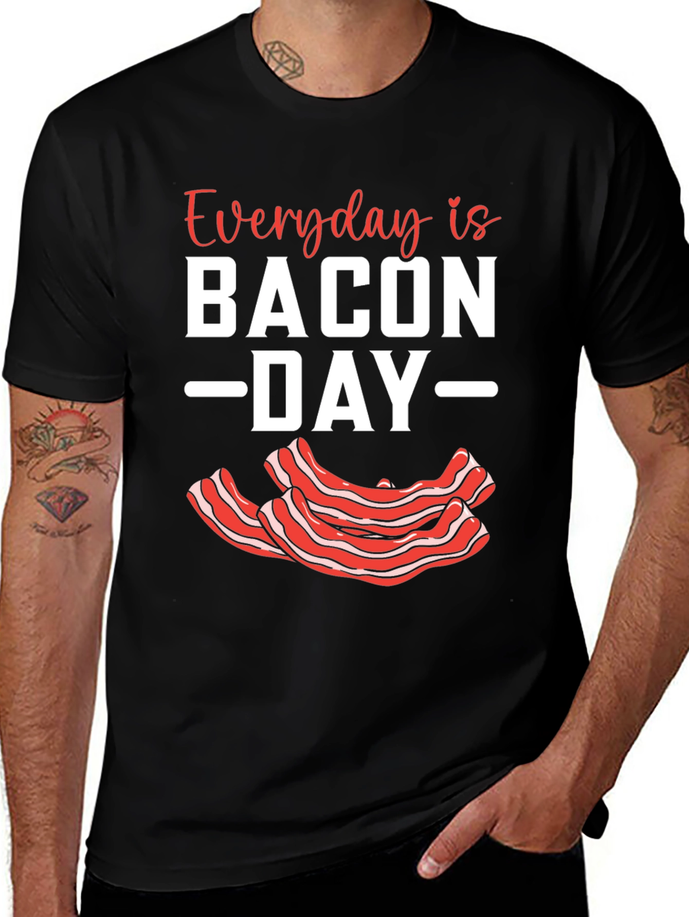 Black Everyday Is Bacon Day T-Shirt main image