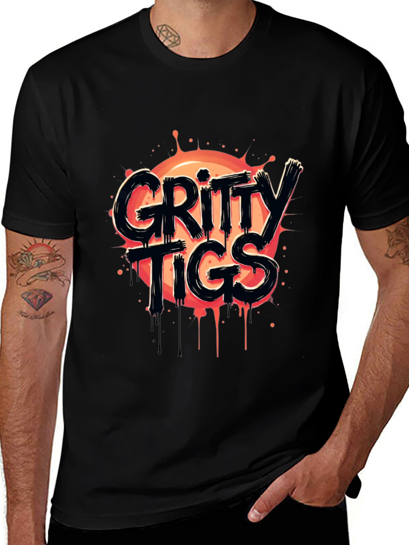 Variant 4 of Gritty Tigs Graphic Tee - Black Cotton Blend