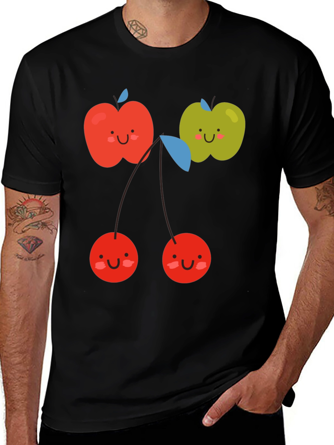 Variant 26 of Cute Fruit Graphic Black T-Shirt