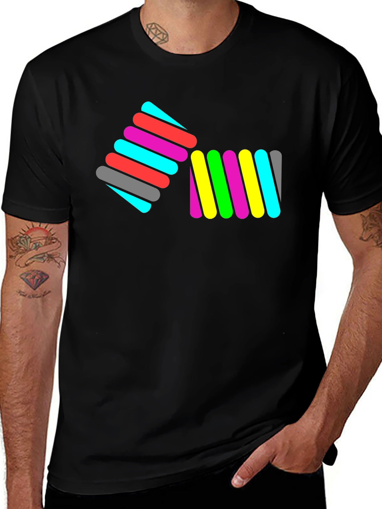Variant 10 of Retro Colorful Stripes Design T-Shirt