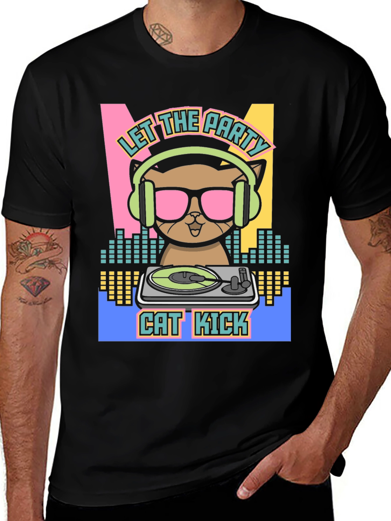 Variant 20 of DJ Cat Kick T-Shirt