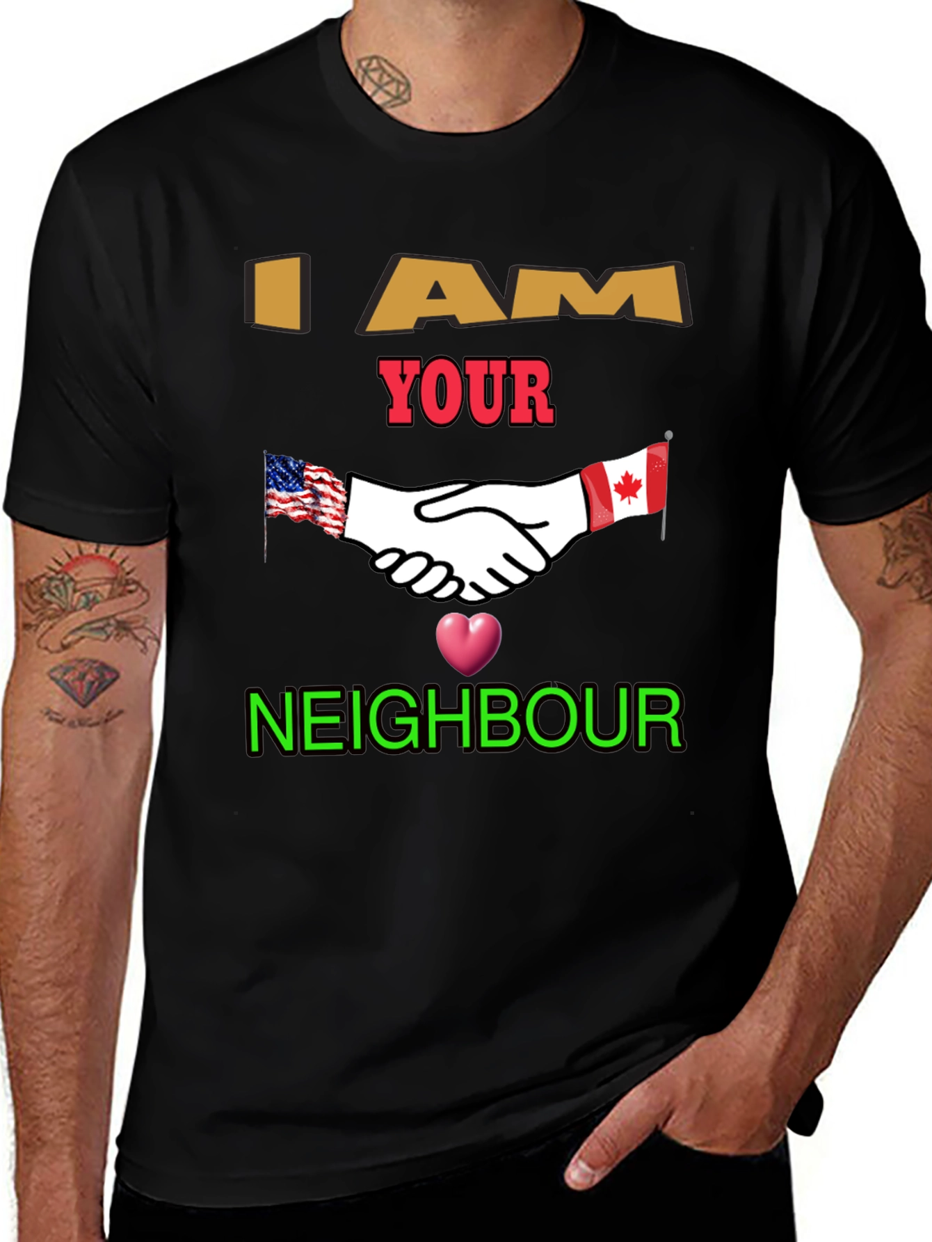 Variant 19 of I Am Your Neighbour T-Shirt - US & Canada Handshake