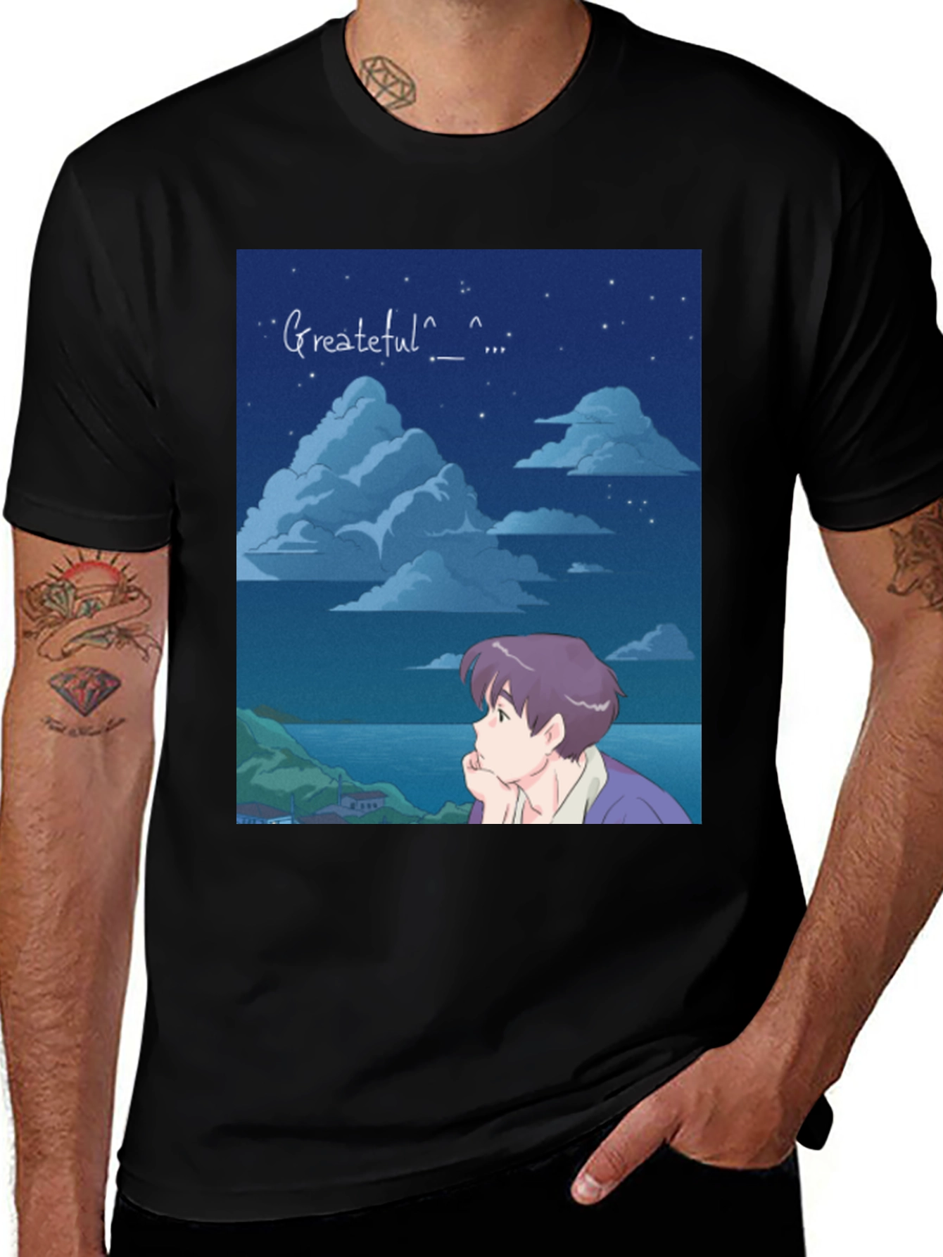 Variant 30 of Grateful Anime T-Shirt - Relaxed Style